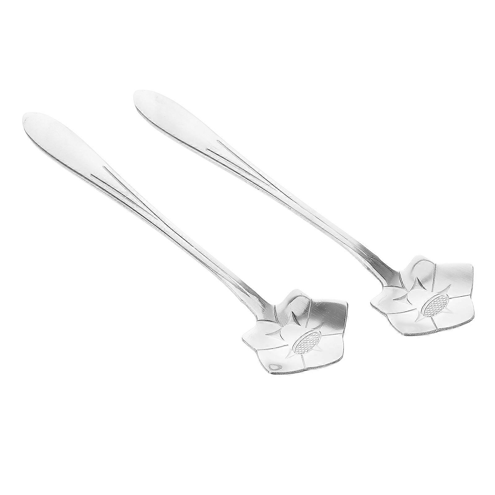 Dessert Spoon Hot Chocolate Spoons Cake Spoon Portable Long Handle Office Use Stainless Steel Material Mixing Juices 2Pcs