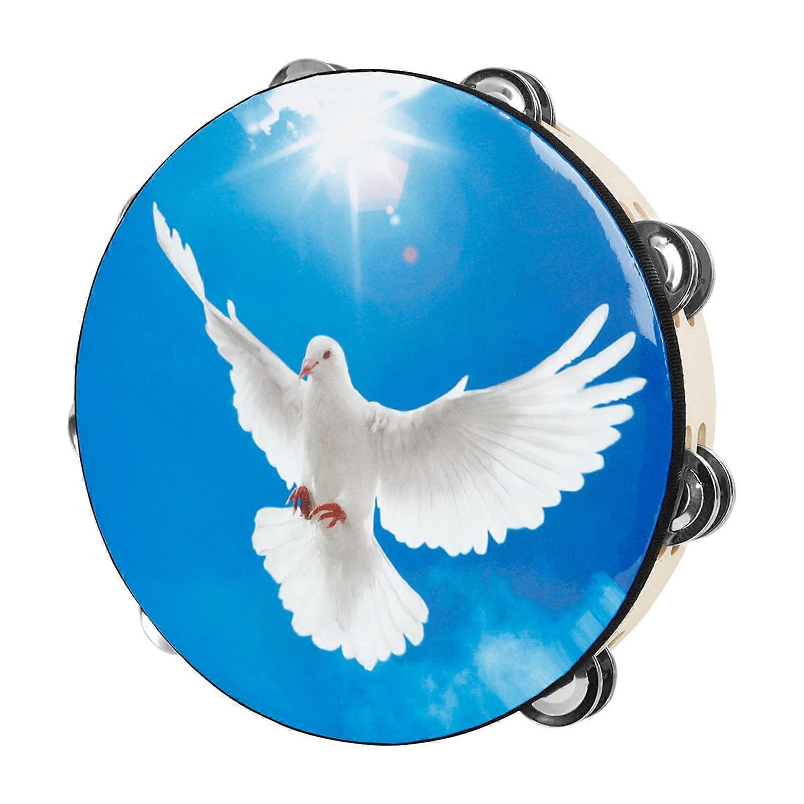 Peace Round Drum Glocken Double Row Bells Tambourine Handheld Percussion