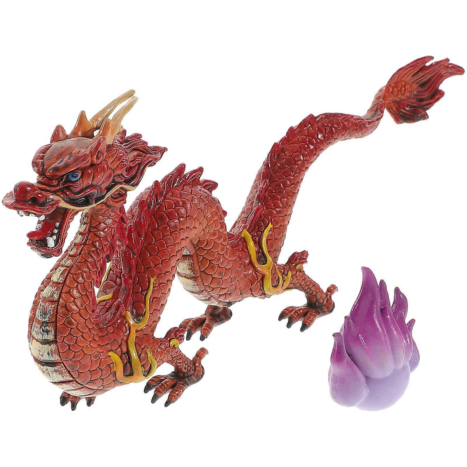 Dragon Shelving Sculpture Detailed Imitation Dragon Model Table Arrangement Fireball Color Random 21.5X9.5X3.2CM PVC Decoration 1 Set