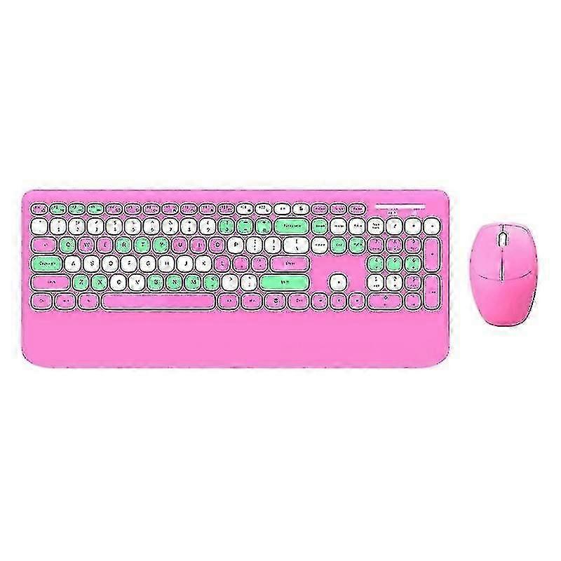 Wireless 2.4ghz Keyboard And Mouse Combination Retro Round Keycap Cute Keyboard