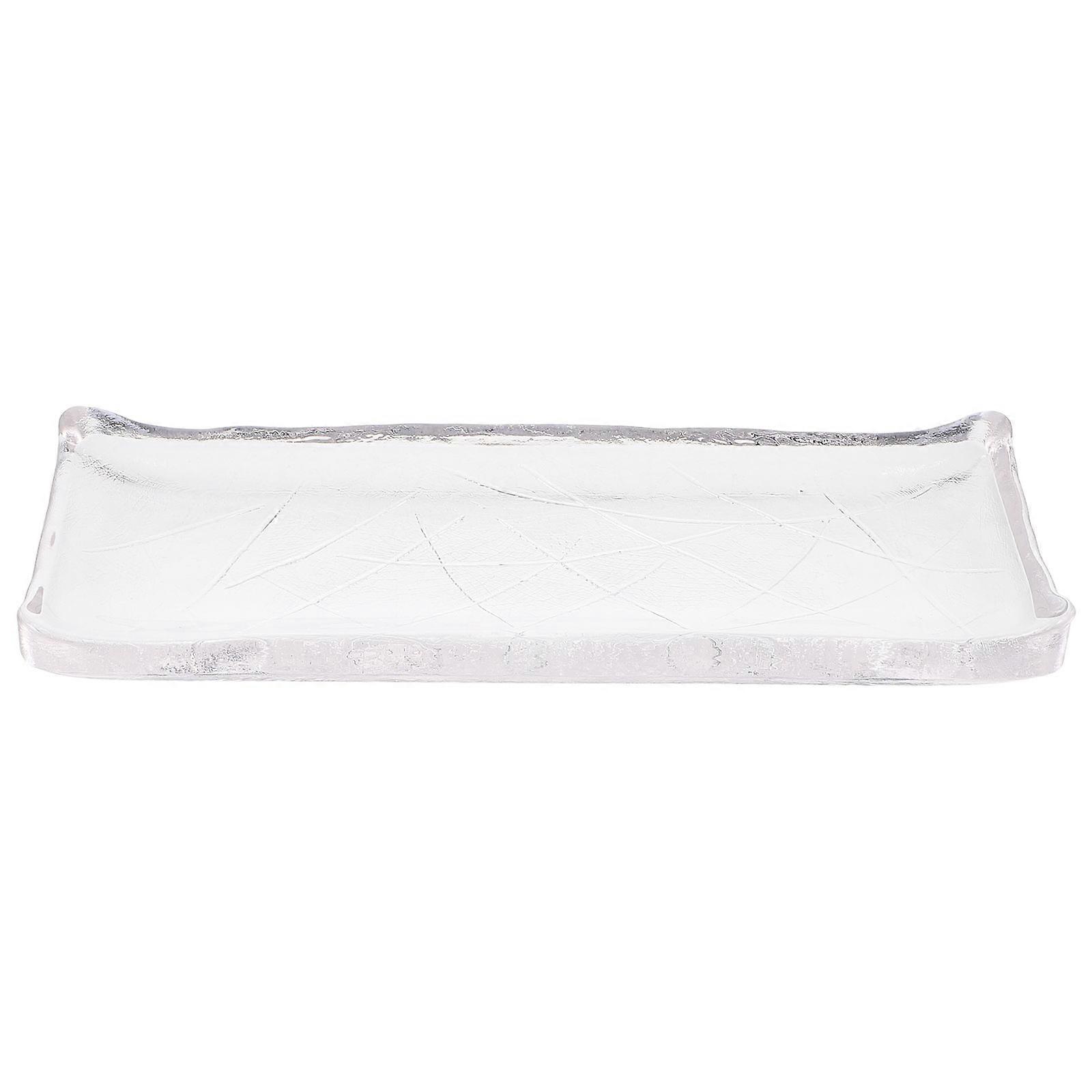 Rectangle Sushi Plates Japanese Style Serving Tray Hospitality Clear Glass 1Pc