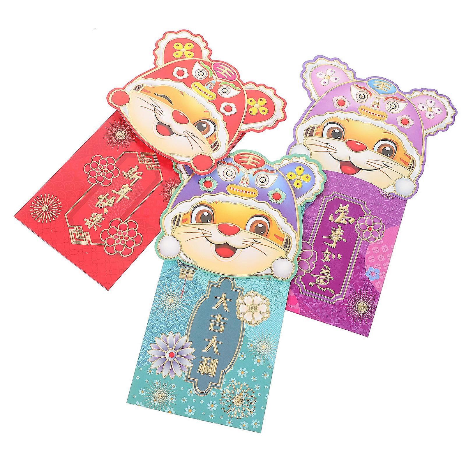 Spring Festival Red Envelopes Money Storage Premium Paper Red 22X13X1CM 3 Sets