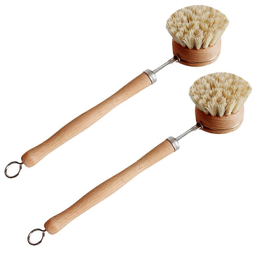 Kitchen Sisal Scrub Brush Assorted Color 23.5x4.5x4.5cm Functional Dish Brush Household Use 2Pcs