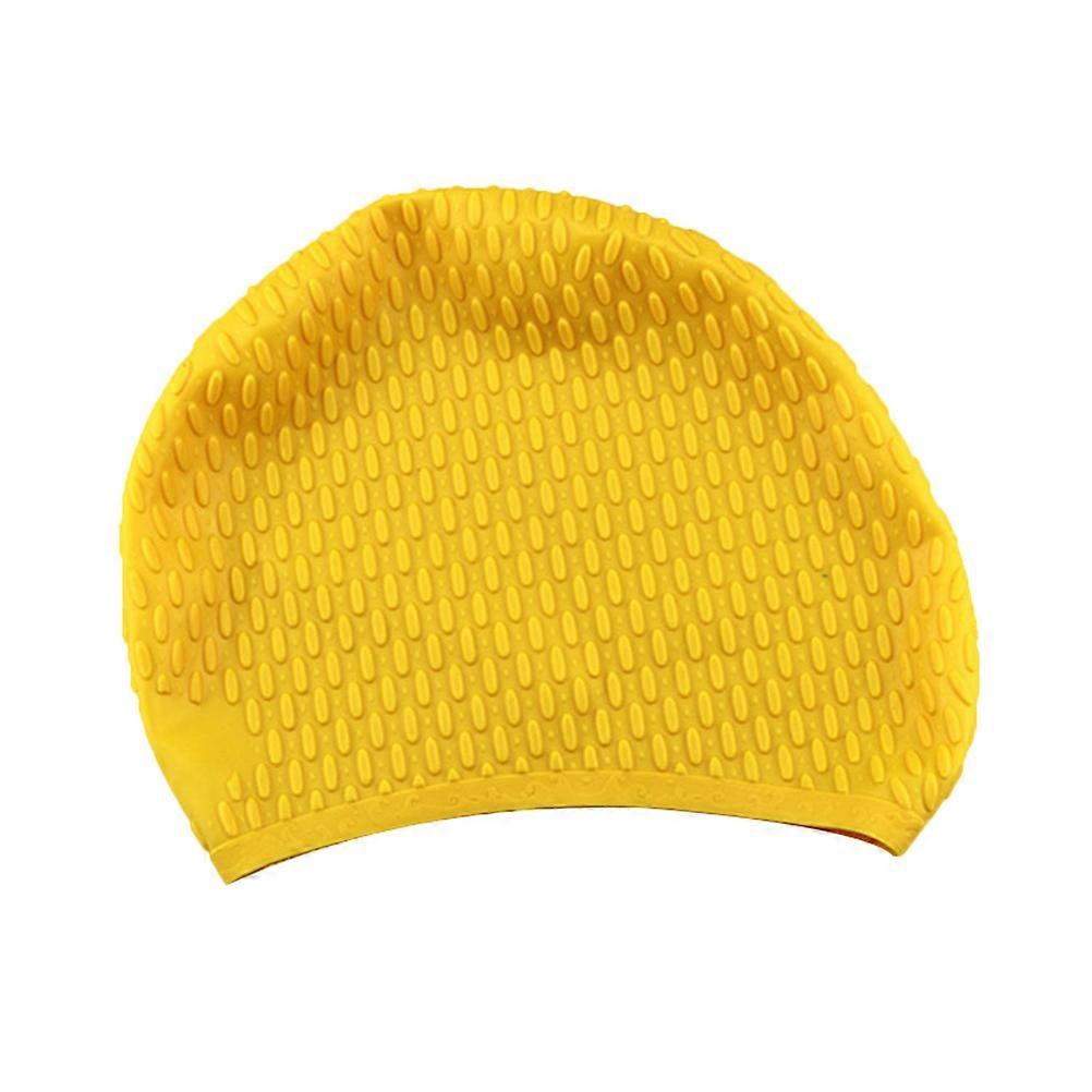 Yellow Silicone Swimming Hat for Women with Long Hair Ideal for Swimming Use Lightweight Flexible