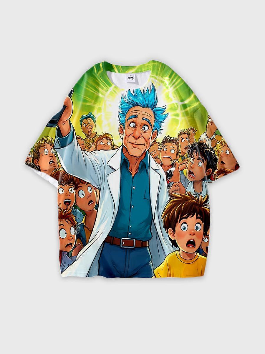 T-shirt round neck Animation Character Pattern loose short sleeve P1007