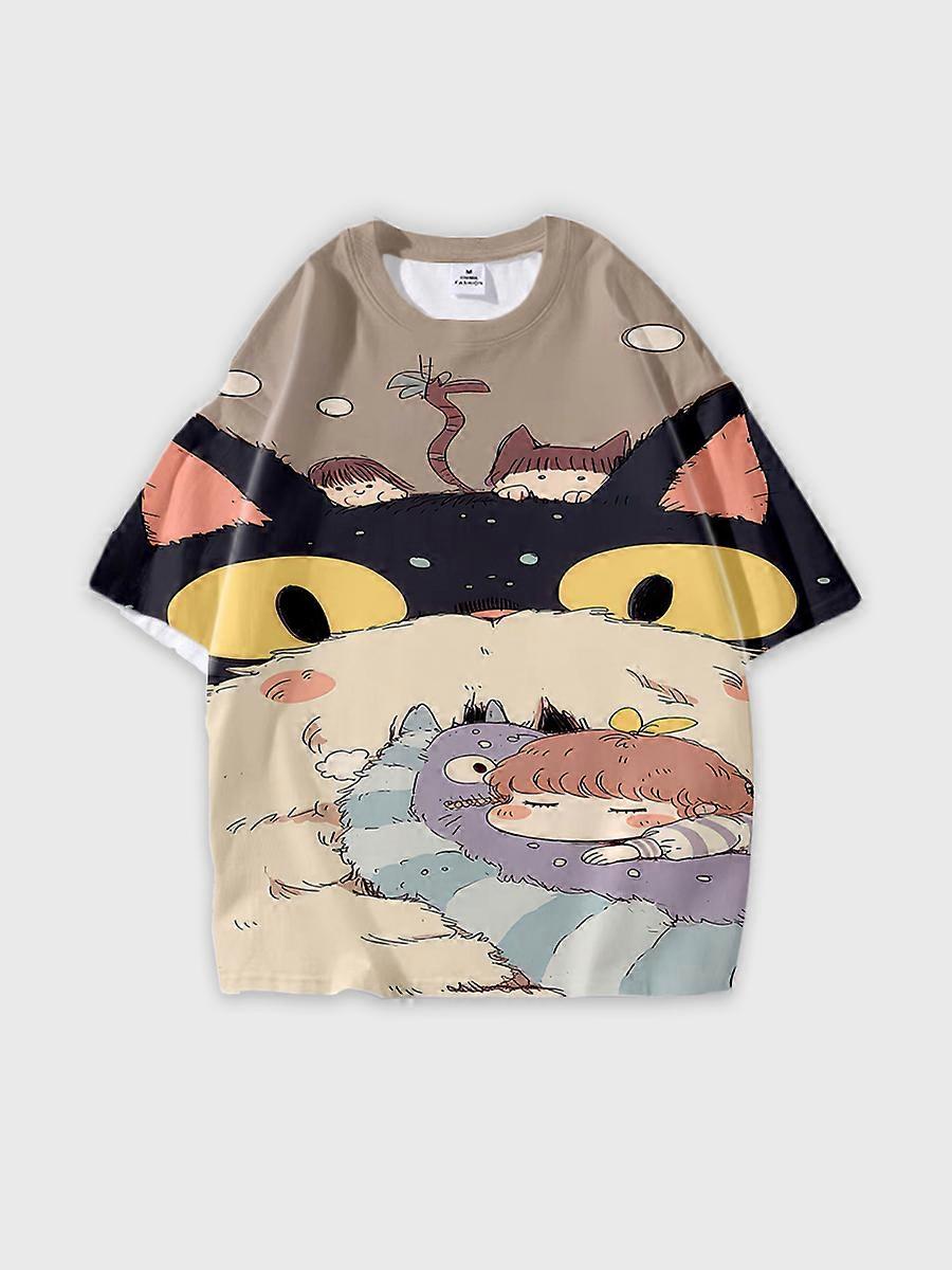 T-shirt round neck Pattern loose short sleeve N303