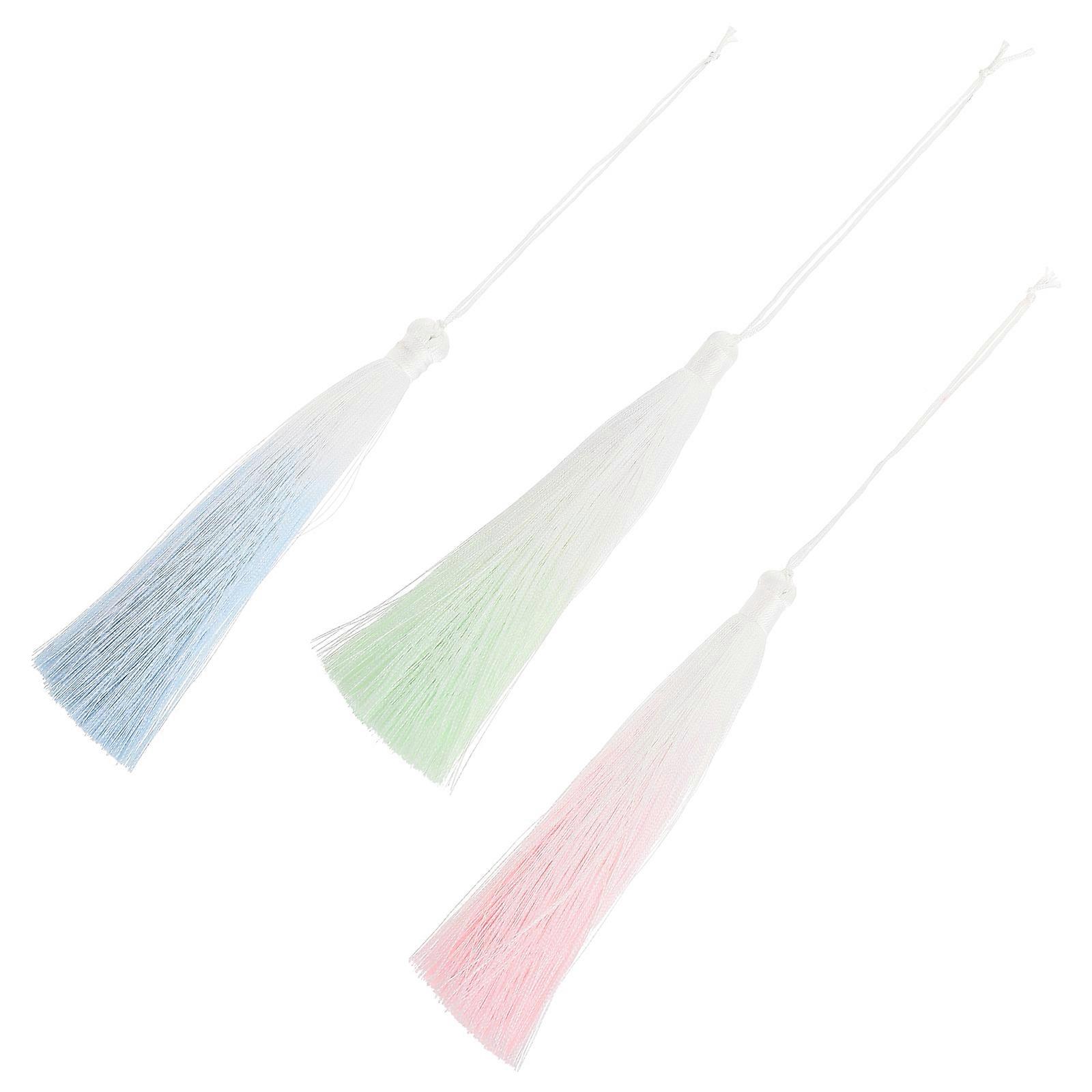 3pcs Gradient Hanging Tassel Decor Delicate Fan Pendants for DIY Crafts, Bookmarks, Keychains, Bags & Car Accessories Stylish Gift Craft Supplies