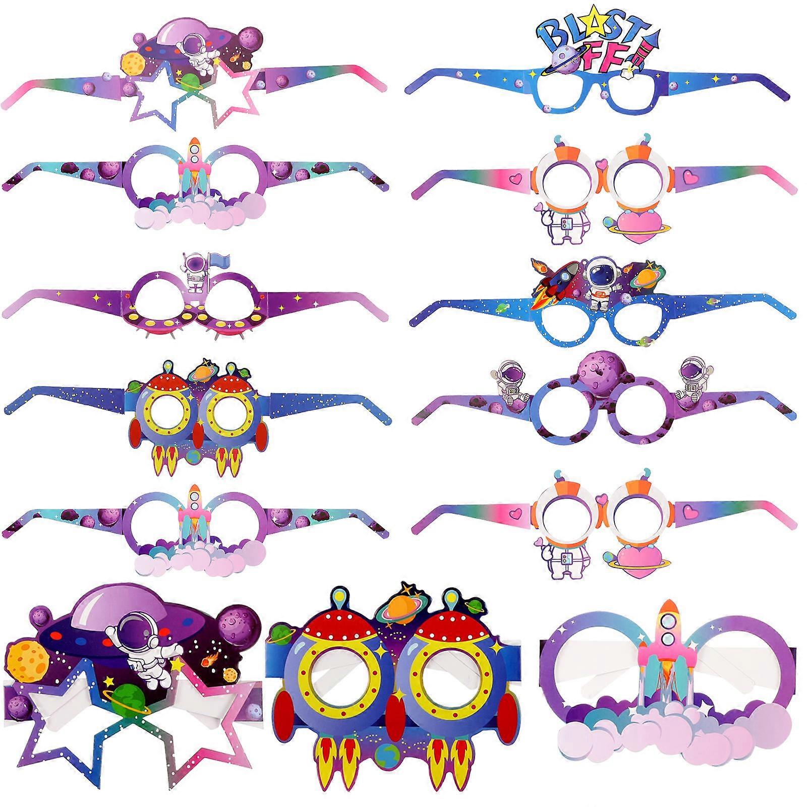 Astronaut Paper Glasses for Decoration 24Pcs Space Photo Props