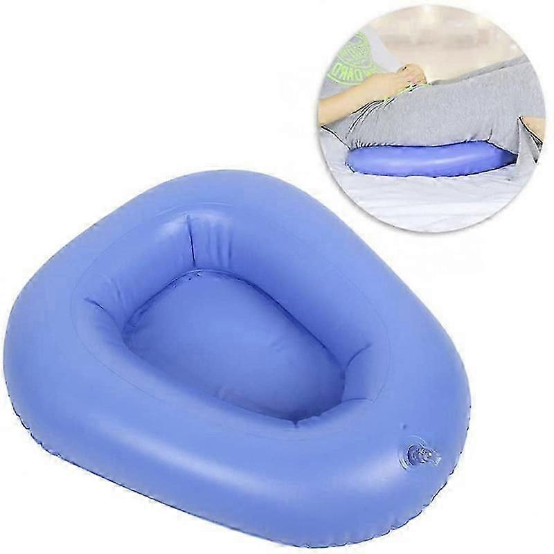 Washable Portable Air Inflation Blue Bed Pan Bedridden Elderly Inflatable Stool Bedsore Toilet