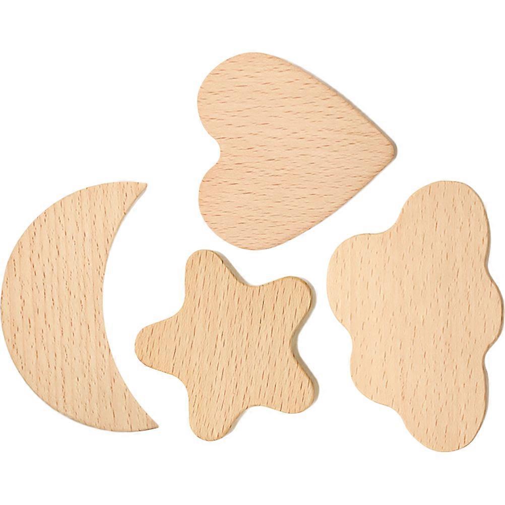 Cartoon Wooden Drawer Knobs 4pcs Decorative Single Hole Cabinet Pulls Sturdy Boho Style Furniture Handles for Wardrobe Dresser Cupboard Bookcase