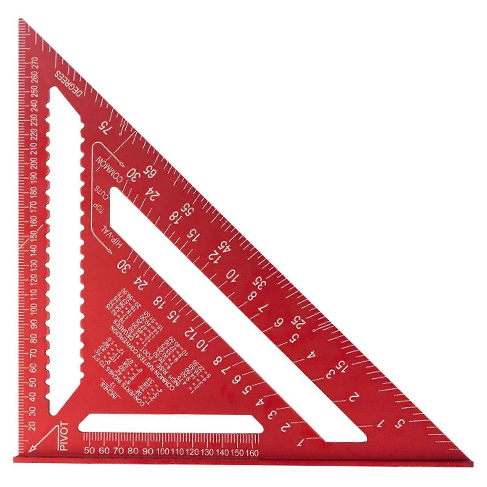 Triangle Ruler - Metal Triangular Scale for Accurate Drafting, Engineering, Architectural, Woodworking, Carpentry, Red Color