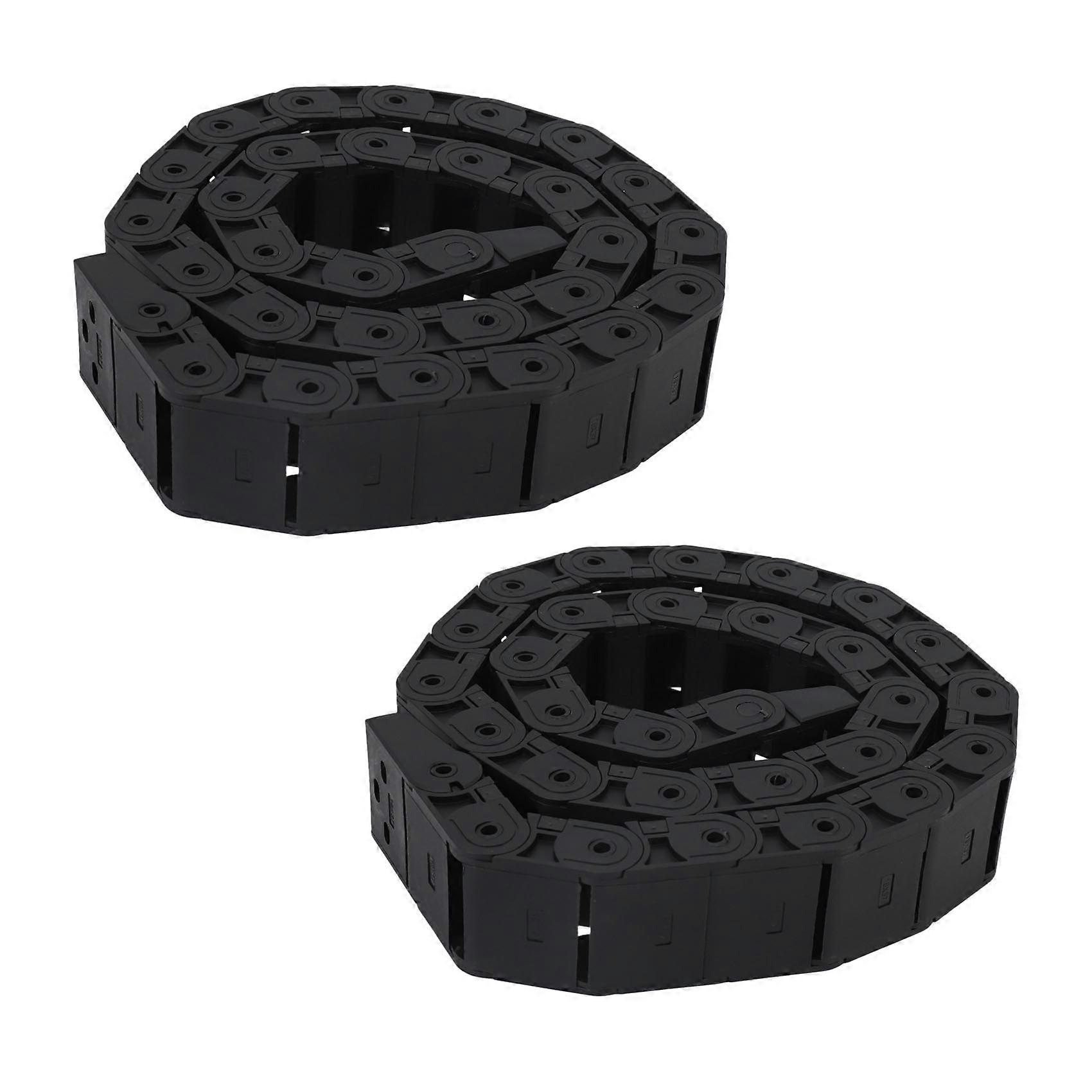 2X 18mm x 37mm Corrente de Arrasto de Cabo Semi Fechada Flexível Preta 1M 39,4 polegadas