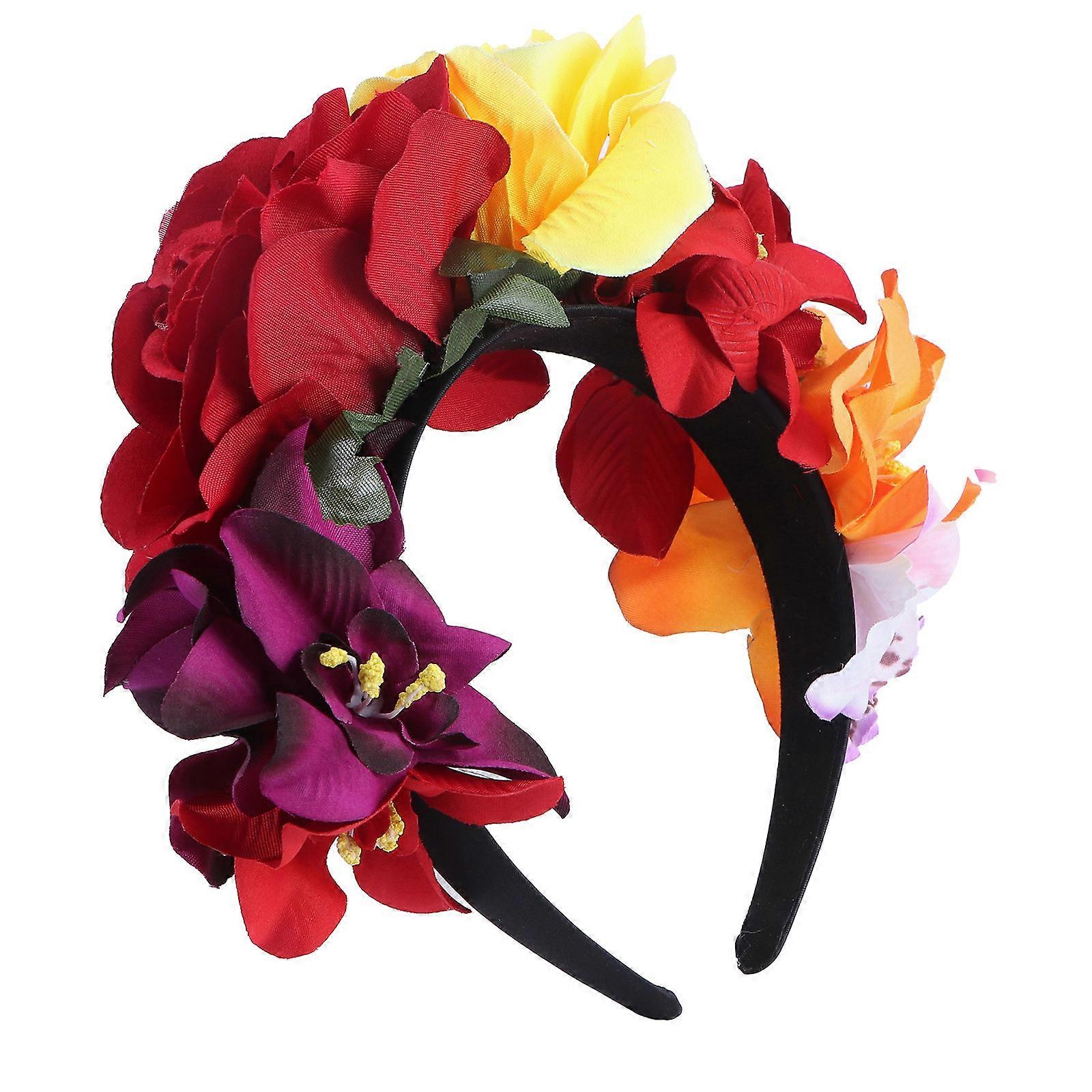 Floral Headband Simulation Rose Flower Crown For Masquerade Party 1Pack