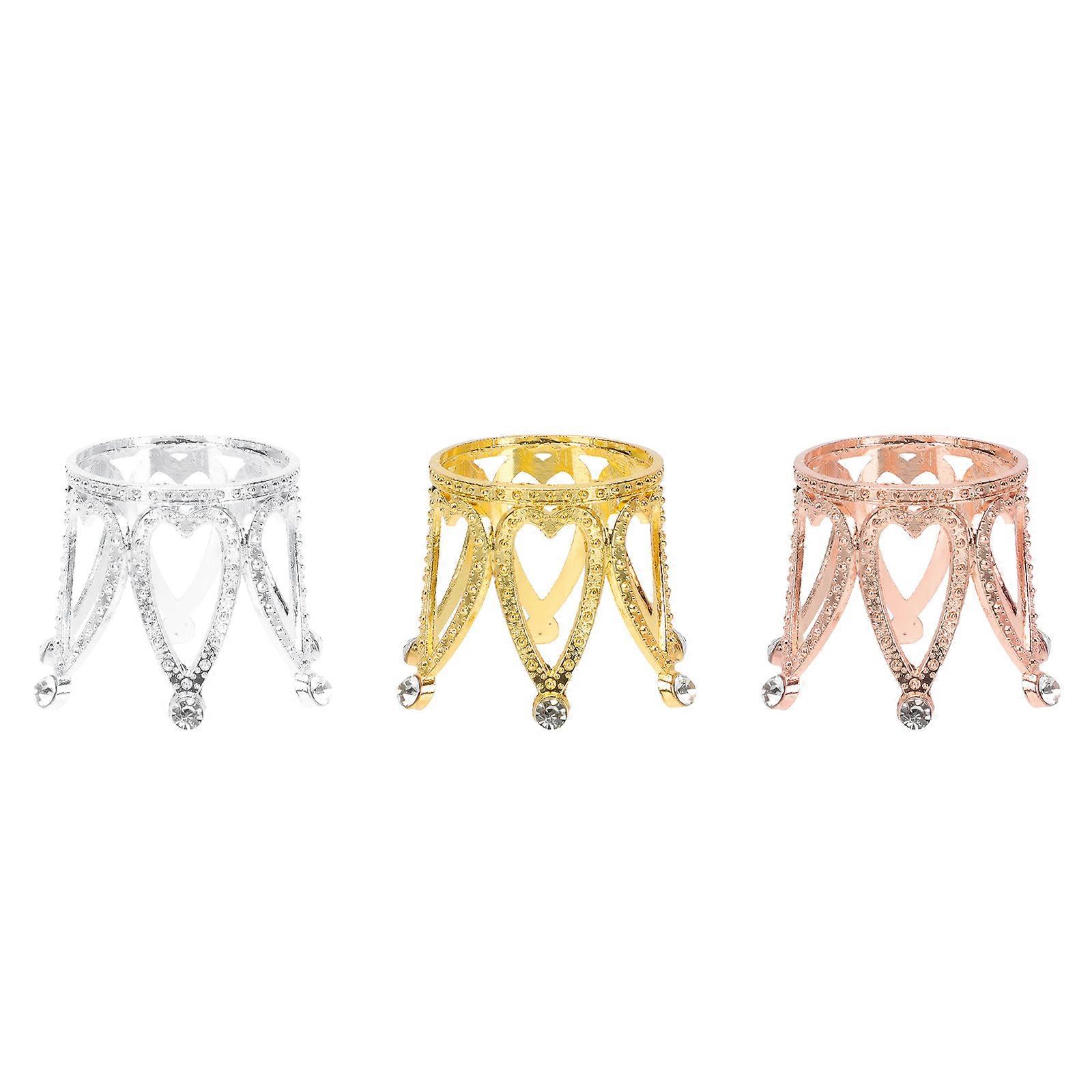 3pcs Crown Crystal Ball Holders Zinc Alloy Decorative Bases for Home Office Desktop Display Elegant Table Ornaments Silver Gold Rose Gold