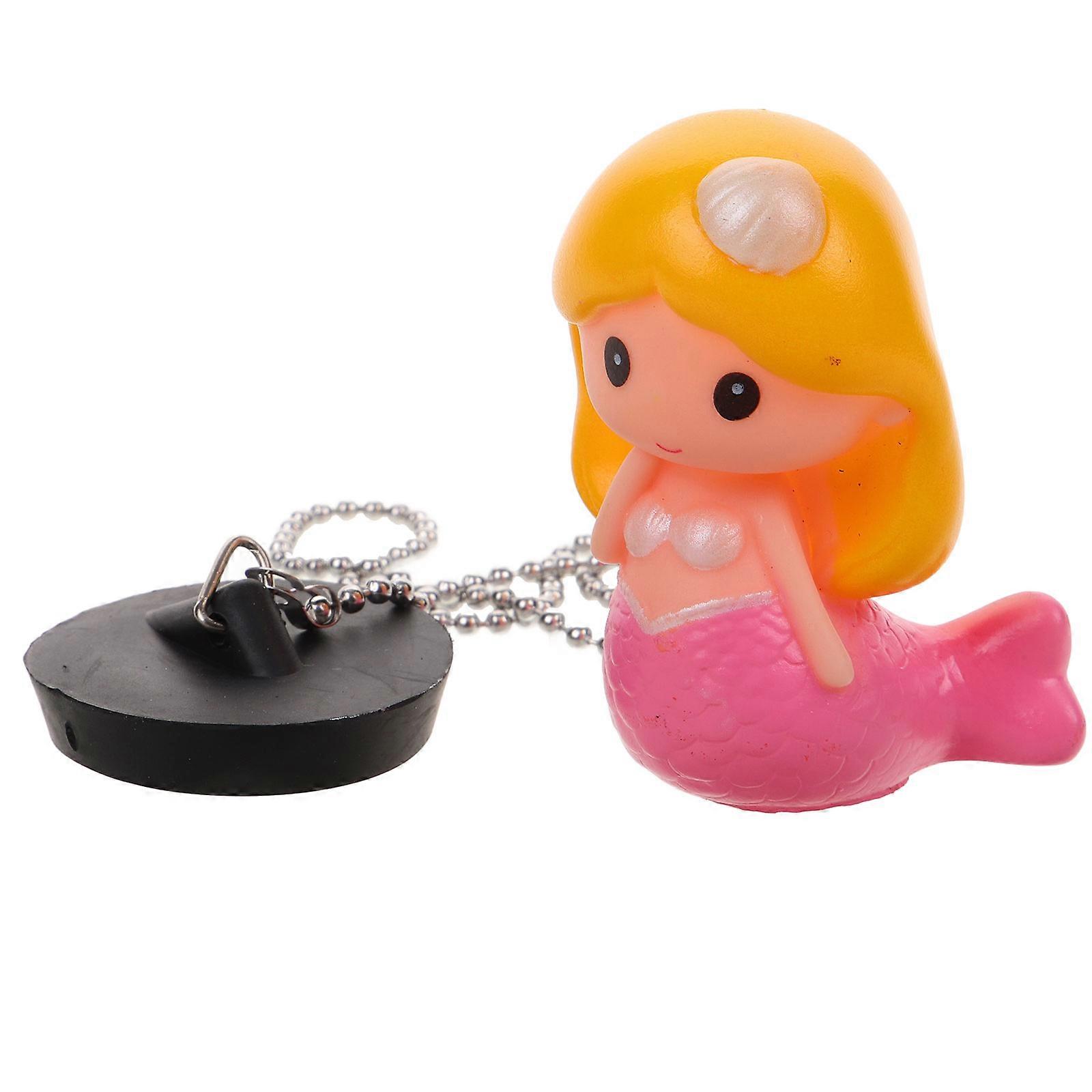 Mermaid Bath Plug Rubber Tub Stopper with Chain Reusable Bathtub Drain Seal Prevents Hair and Debris Clogging Easy Insert Water Seal for Bathroom