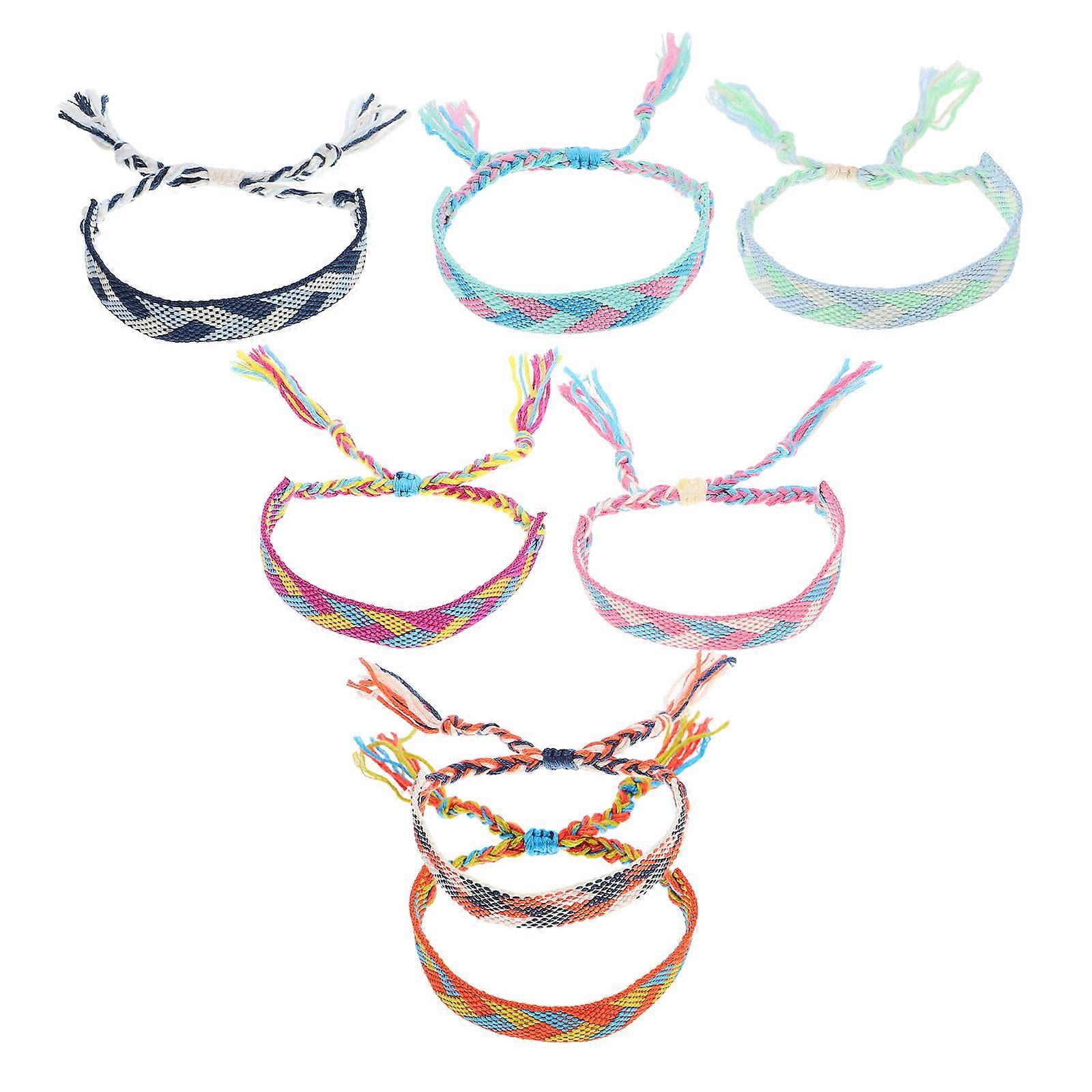 Colorful Braided Thread Bracelets For Friends In Assorted Color 7Pcs Adjustable Design Suitable For Themed Parties And Festivals