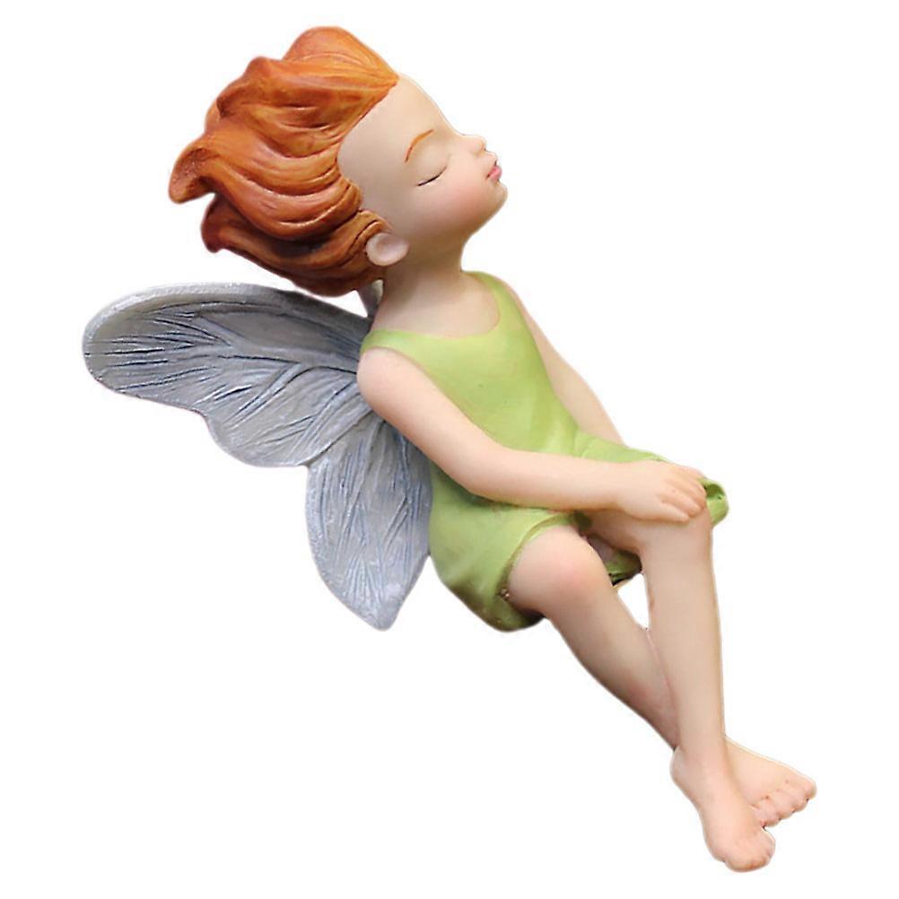 Durable Resin Flower Fairy Statue for Decoration with Green Color and Intricate Details 4.5 Inches