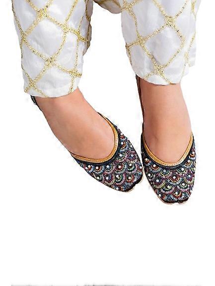 Glam Story Women's Arsh Black Embellished Punjabi Jutti