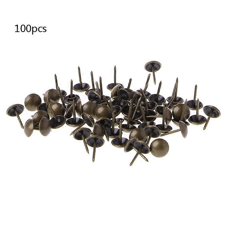 100Pcs Antique Brass Upholstery Nails Furniture Pushpins Hardware Decor