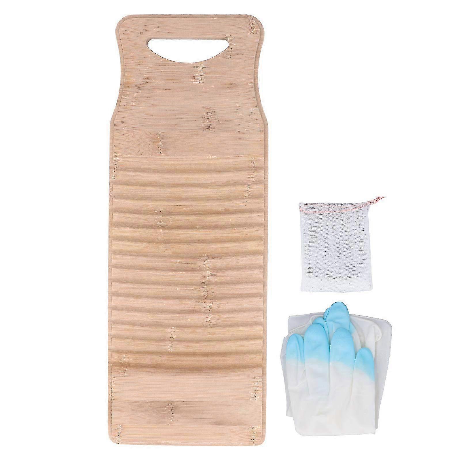 Practical Bamboo Washboard for Hand Washing Laundry - 40cm (15.7in) Cleaning Board for Home & School Use