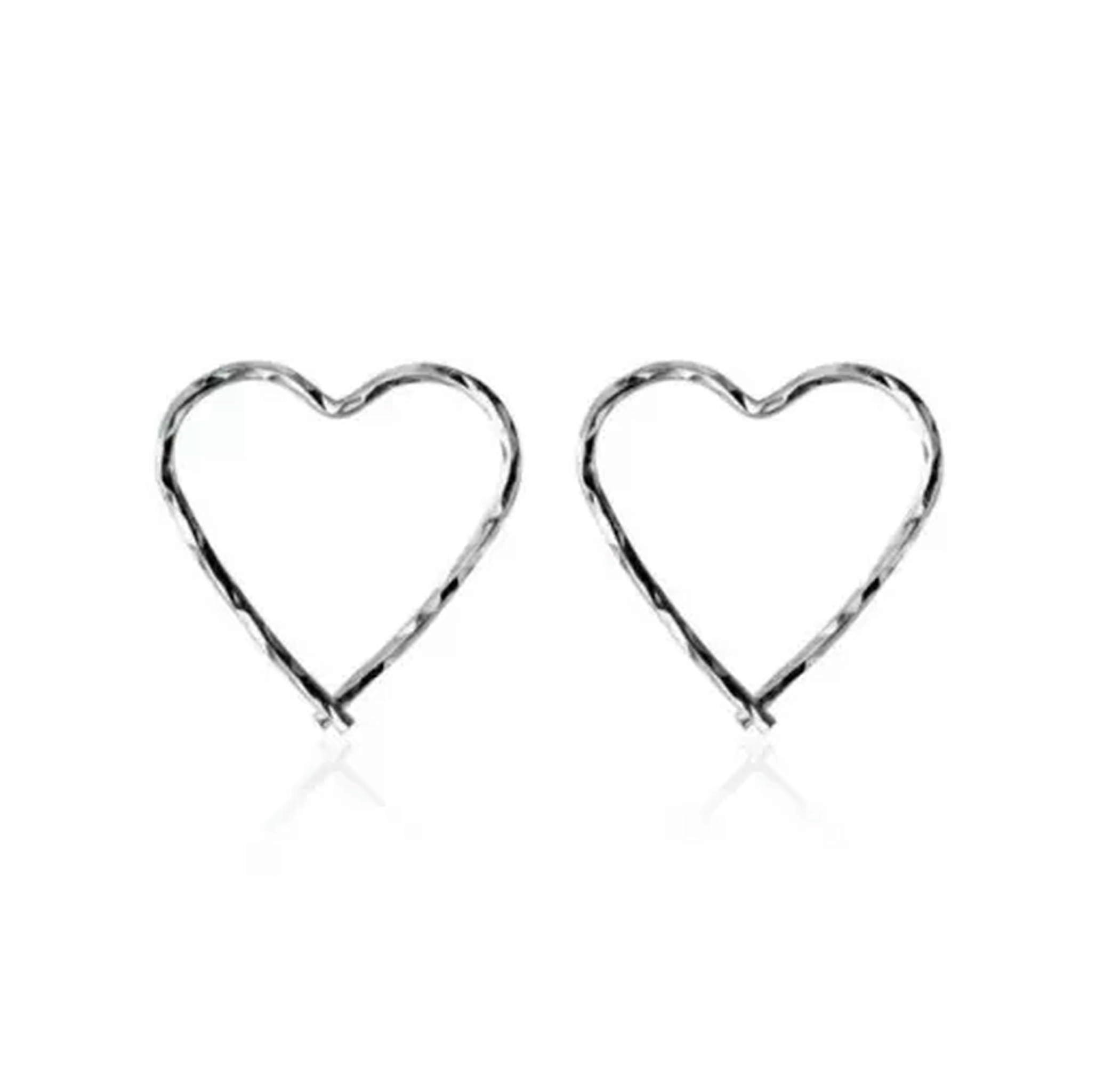 925 Silver Simple Heart Hoop Earrings A1224