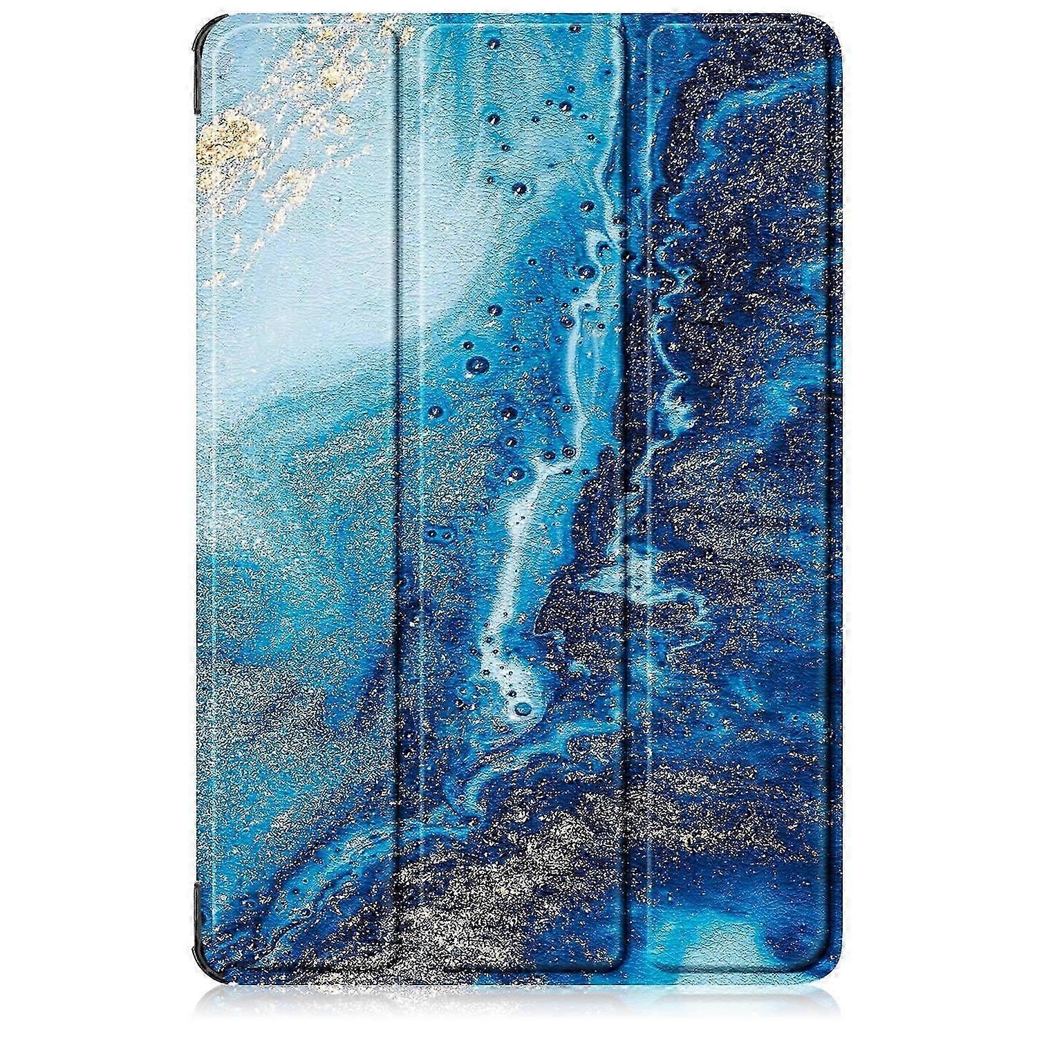 Tablet Case For Lenovo Tab M11/ Xiaoxin Pad 11 2024 Custer Coloured Drawing 3-folding Leather Smart Tablet Case(Waves)