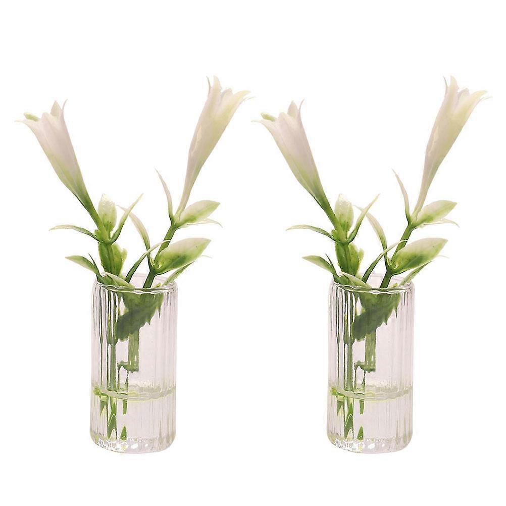 White Miniature Vase Set of 2 for Decoration Durable and Practical Plastic Vases Small Size