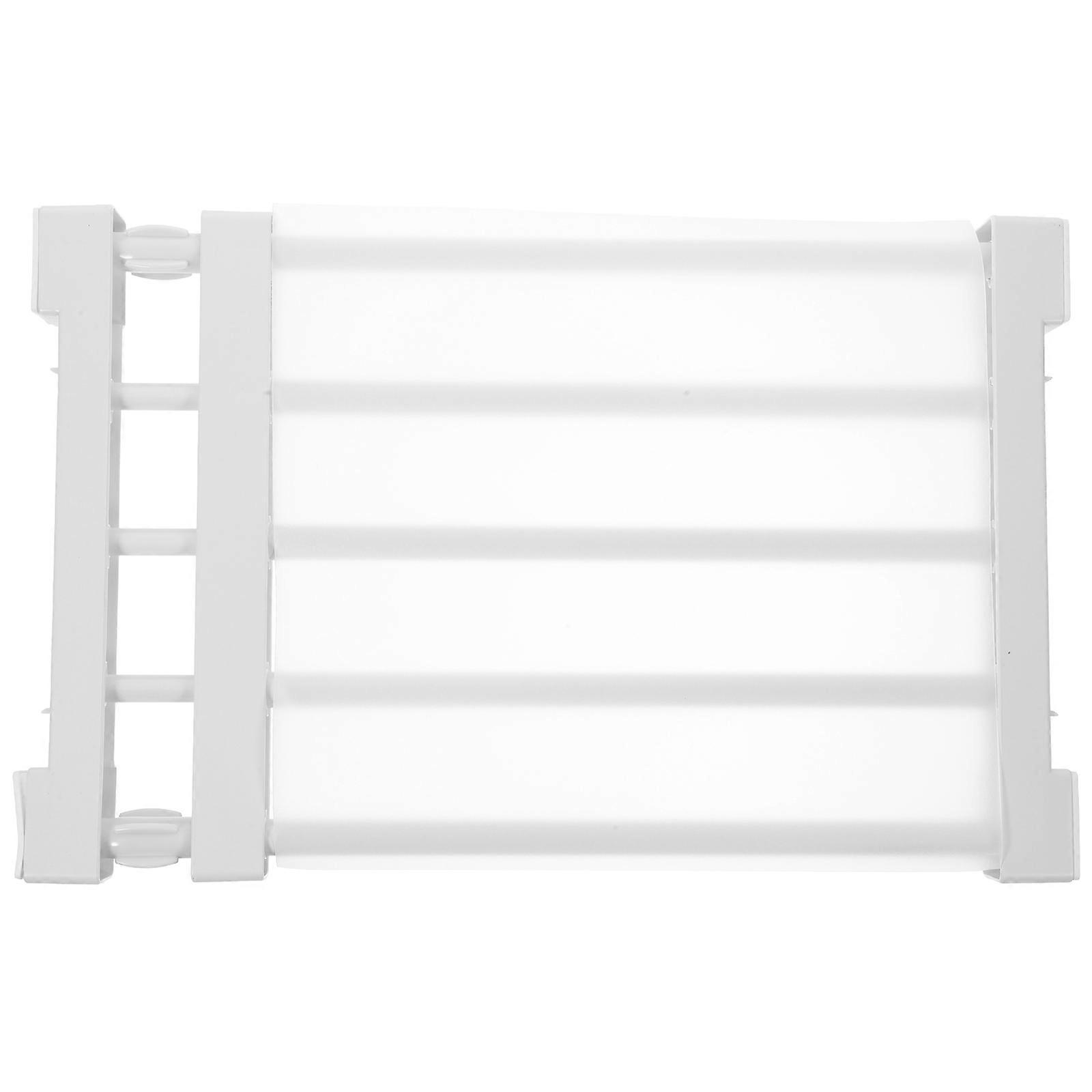 Telescopic Shelf Divider for Closet Storage Racks White Tension Organizer for Wardrobe Shelving and Cabinet Space Optimization
