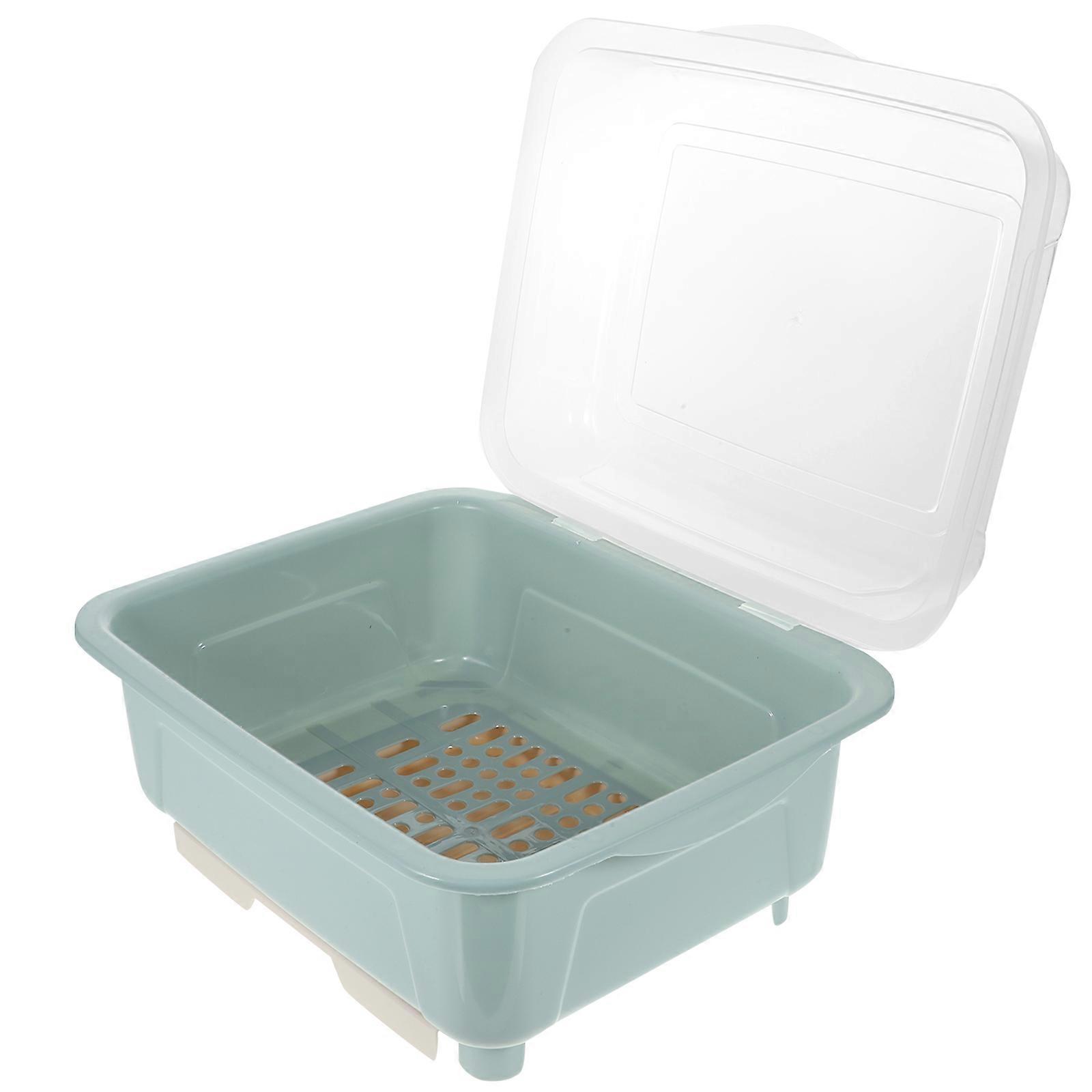 Blue ABS Dish Drainer Rack for Storage with Smooth Edges and Round Corners 7.87x5.91x6.30 Inches