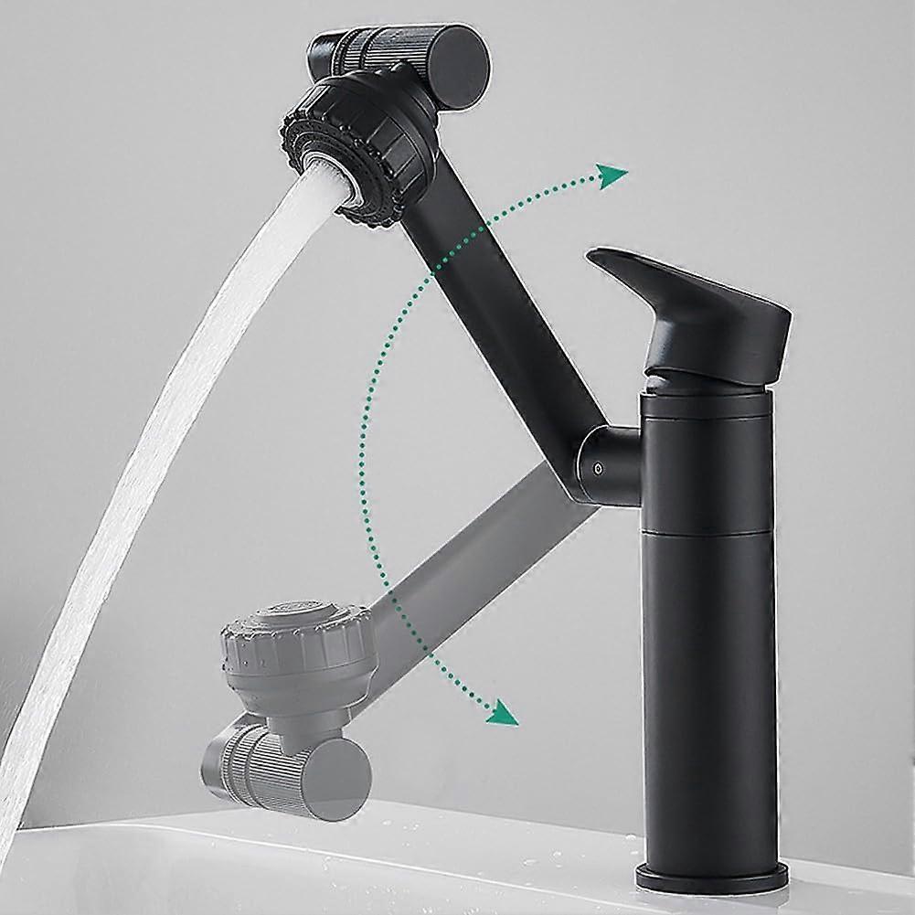 Washbasin faucet with adjustable water flow and design (black)