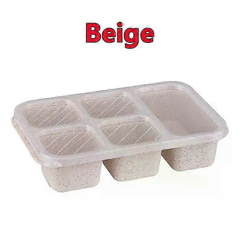 Wheat Straw Bento Box - 5-Compartment Leak-Proof Lunch Container for Meals & Fruit