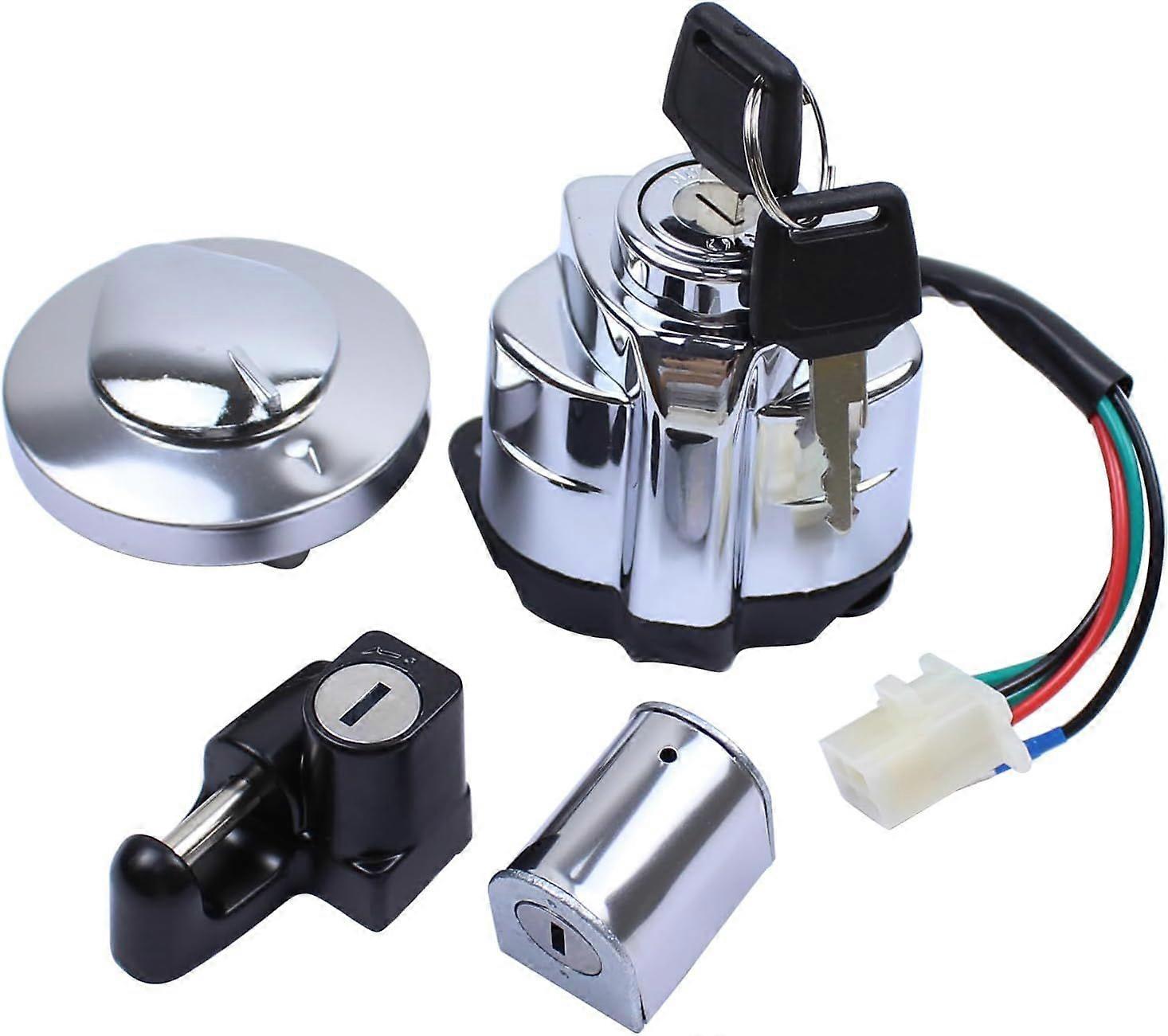 Ignition Switch and Gas Tank Cap Steering Helmet Lock Kit with Keys for Honda