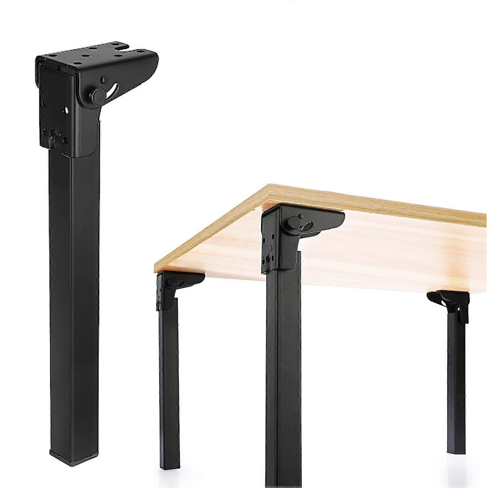 Folding Metal Table Legs Set of 4, 60cm Black Fork Style Portable Replacement for Laptop, Coffee & Side Tables