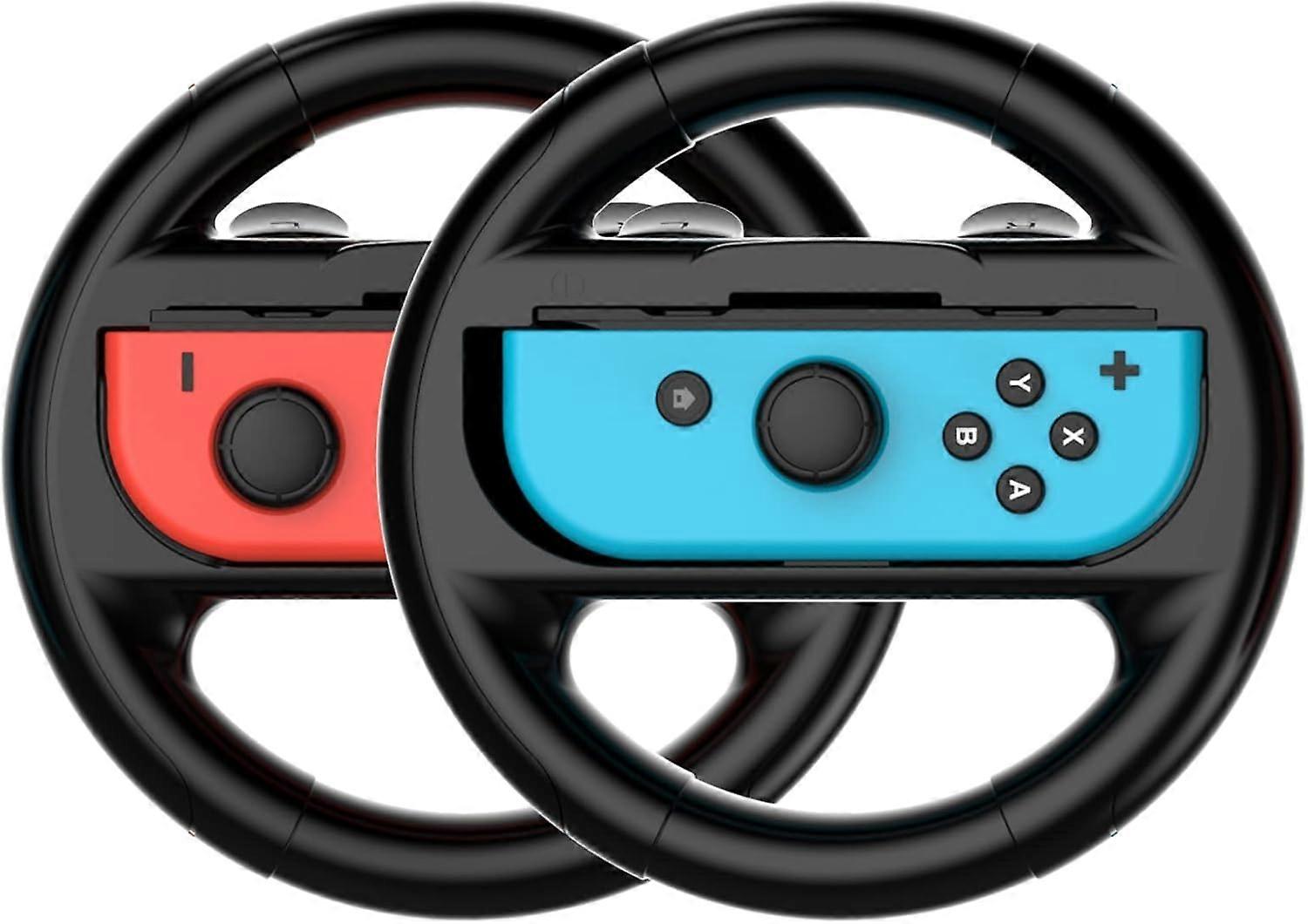 Racing Wheel Set Of 2 - Black for Nintendo Switch OLED, Compatible With Mario Kart 8 Deluxe