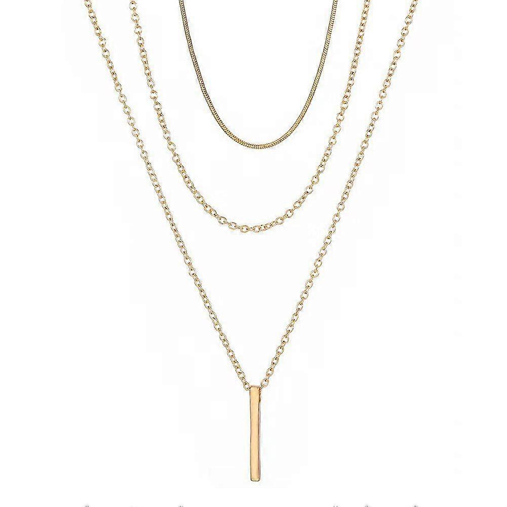 Retro Multi-layer Stacking Necklace Zircon Vertical Clavicle Rhinestone Bar