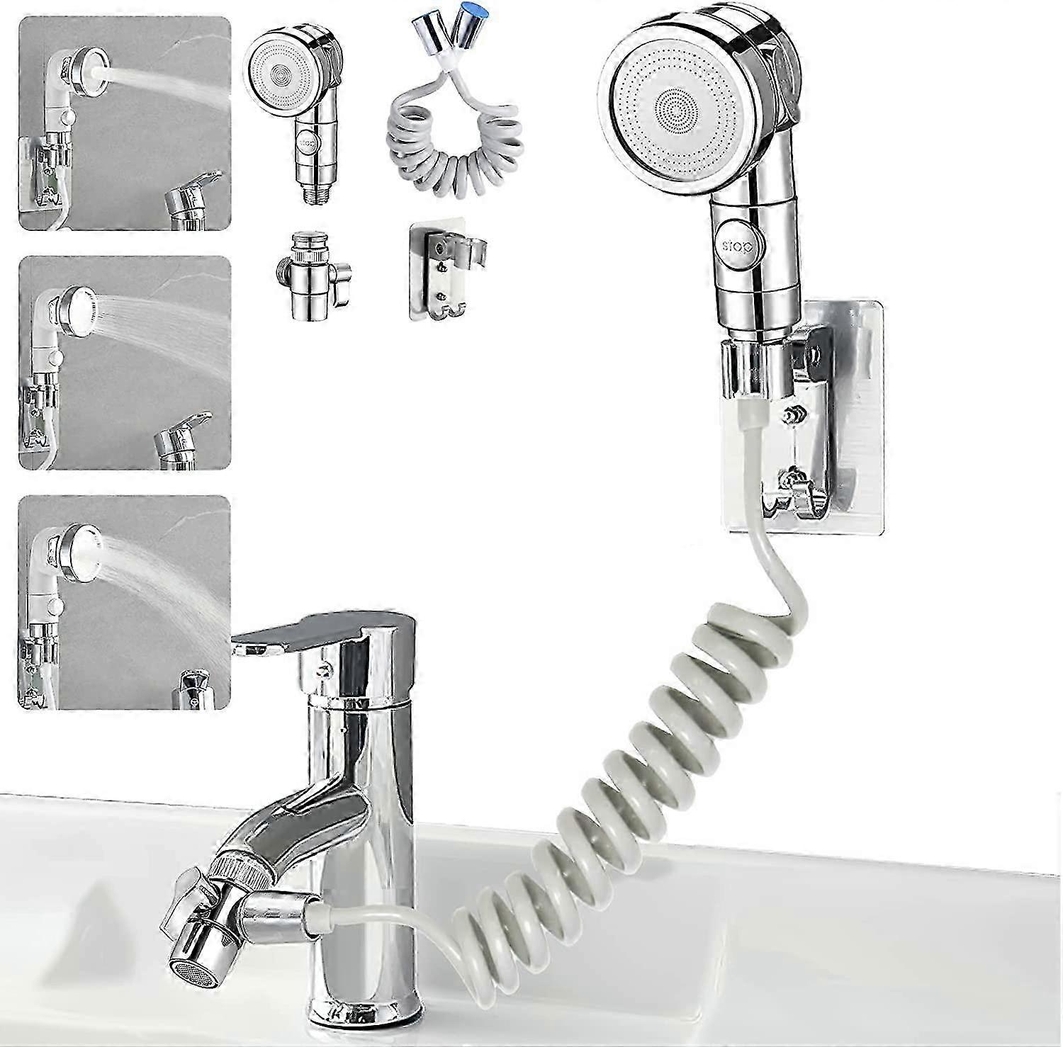 Hand shower for faucet with ergonomic design for sink use