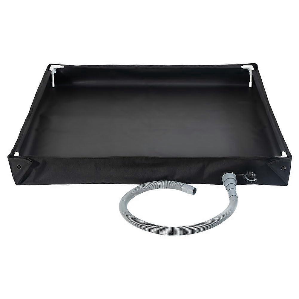 Portable shower tray with drainage hose, foldable shower base for camping (black)