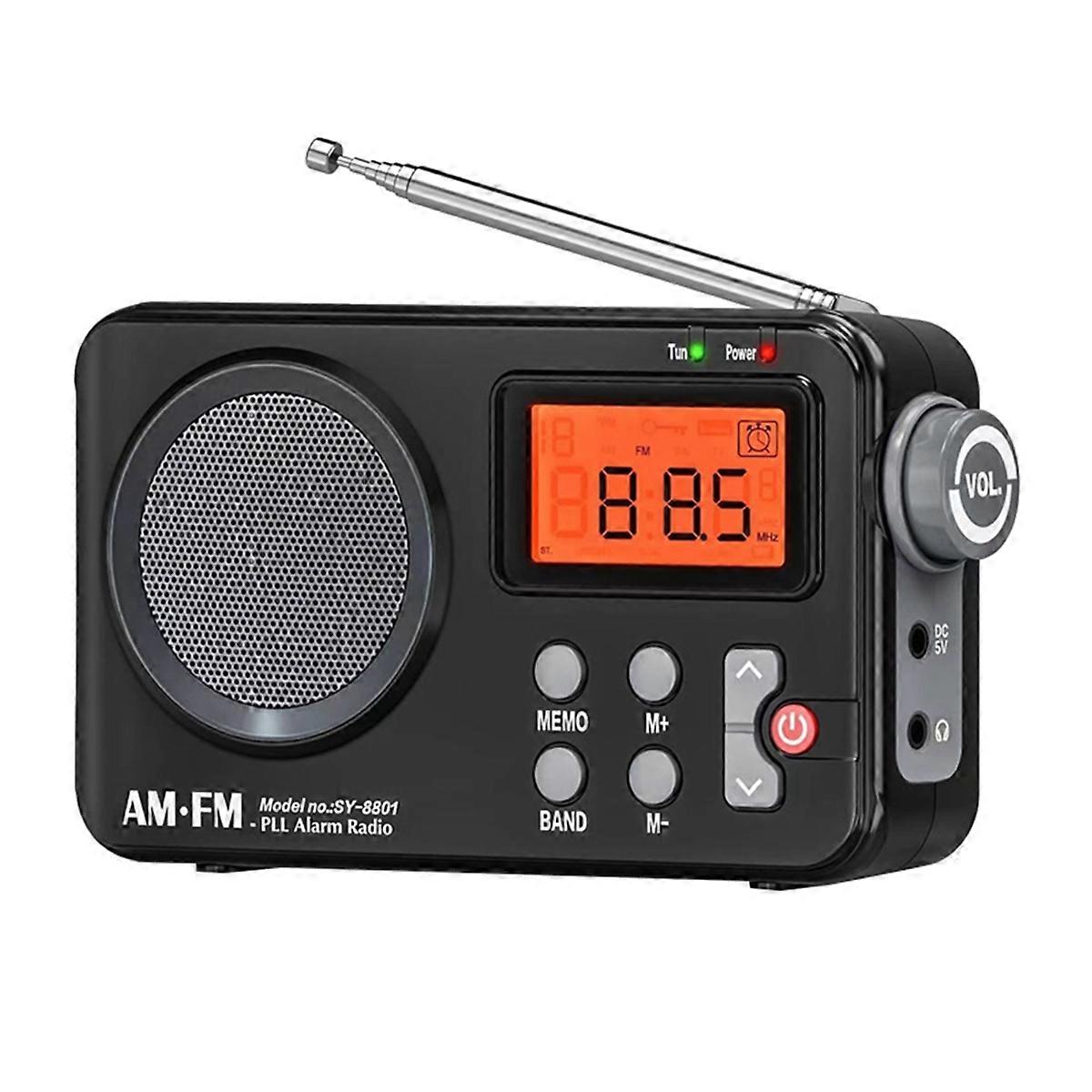 Portable Bluetooth Radio AM/FM with LCD Digital Display Alarm Clock