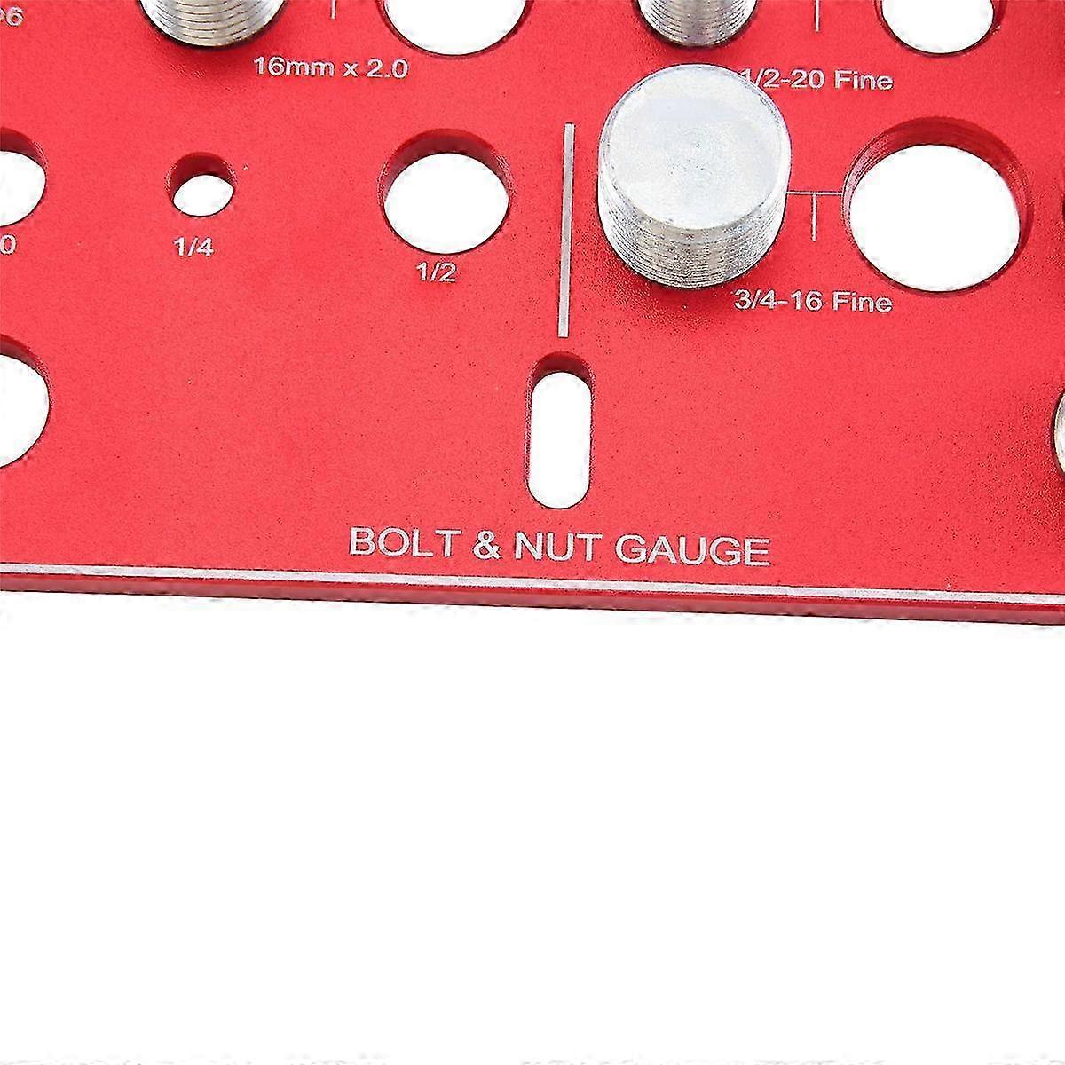 34-Hole Nut & Bolt Identifier with Thread Gauge Ruler in Inches & Centimeters