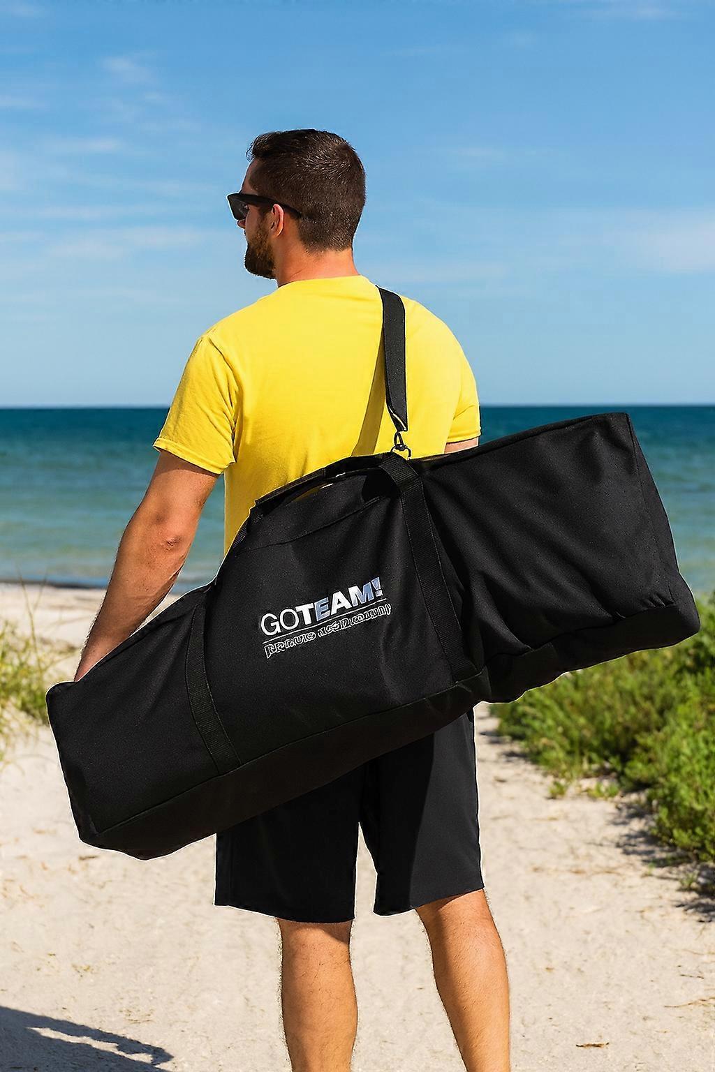 GoTEAM 3-Seat Portable Folding Bench/Couch - Black & Gray - Instant Seating For Sports, Beach, Camping