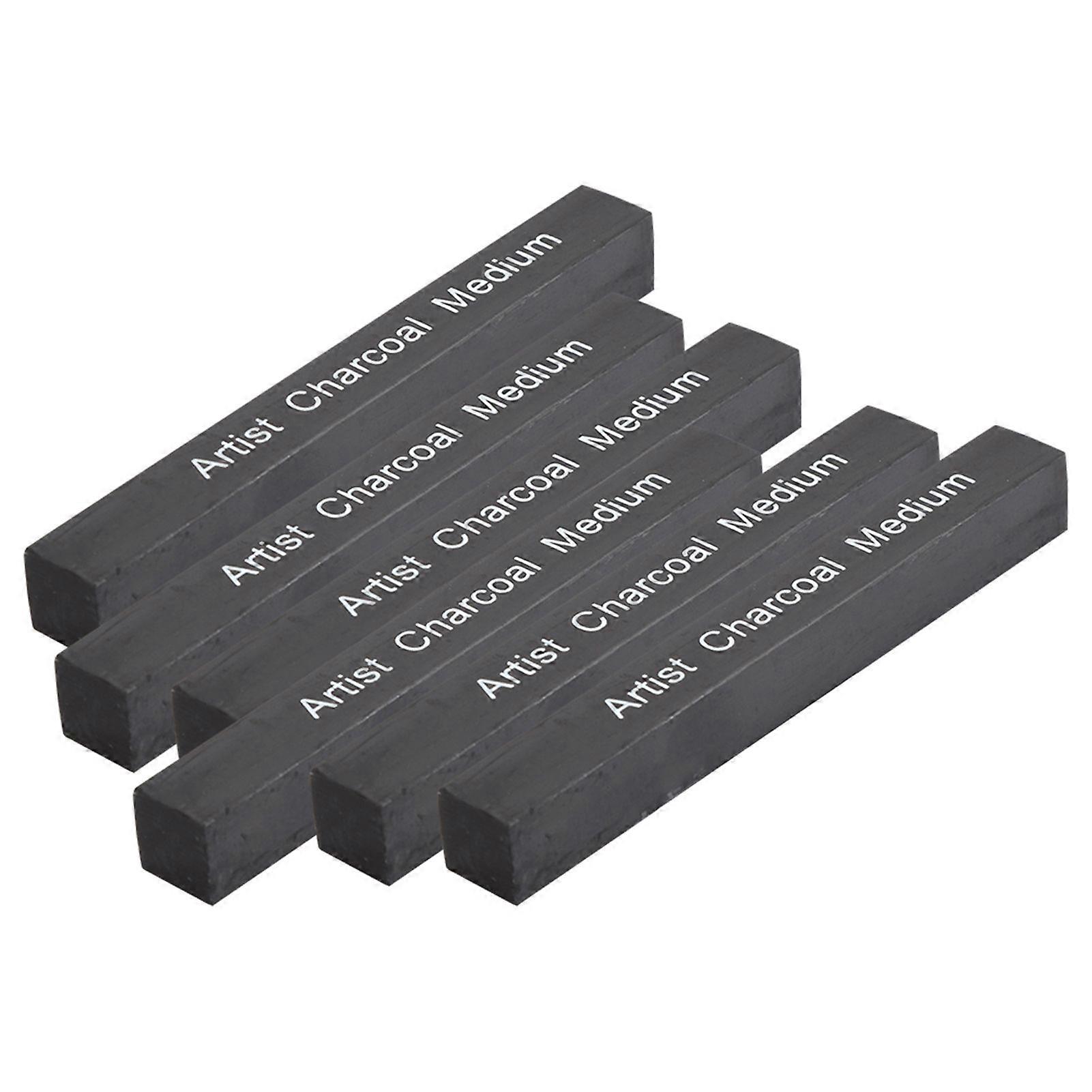 6Pcs Compressed Charcoal Sticks Black Square Soft/Medium/Hard Graphite Drawing Pencil Art Supplies