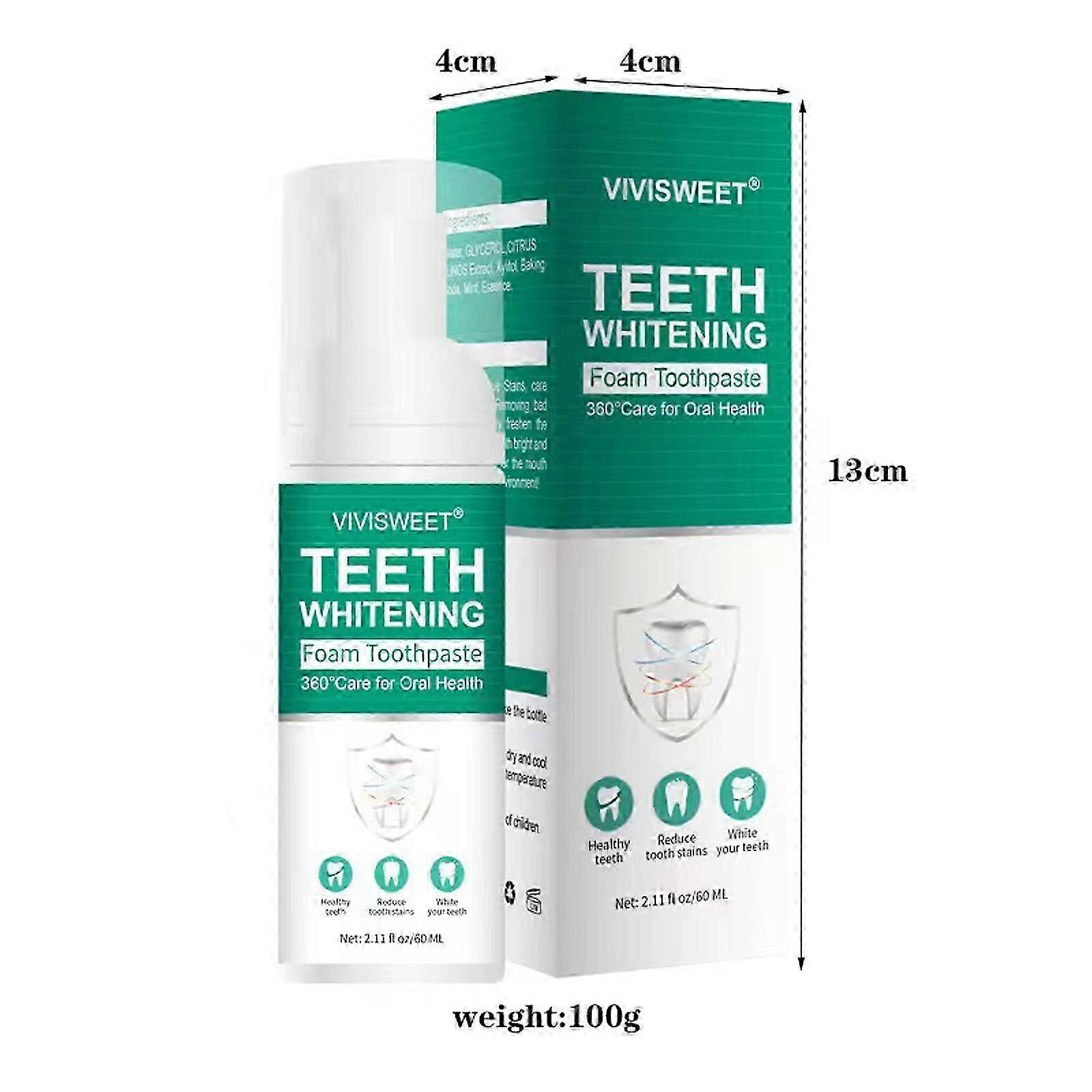 Teeth Whitening Toothpaste, Citrus Baking Soda Toothpaste, Foam Whitening Toothpaste, Mousse Foam Deeply Cleaning Gums, Stain Removal Toothpaste
