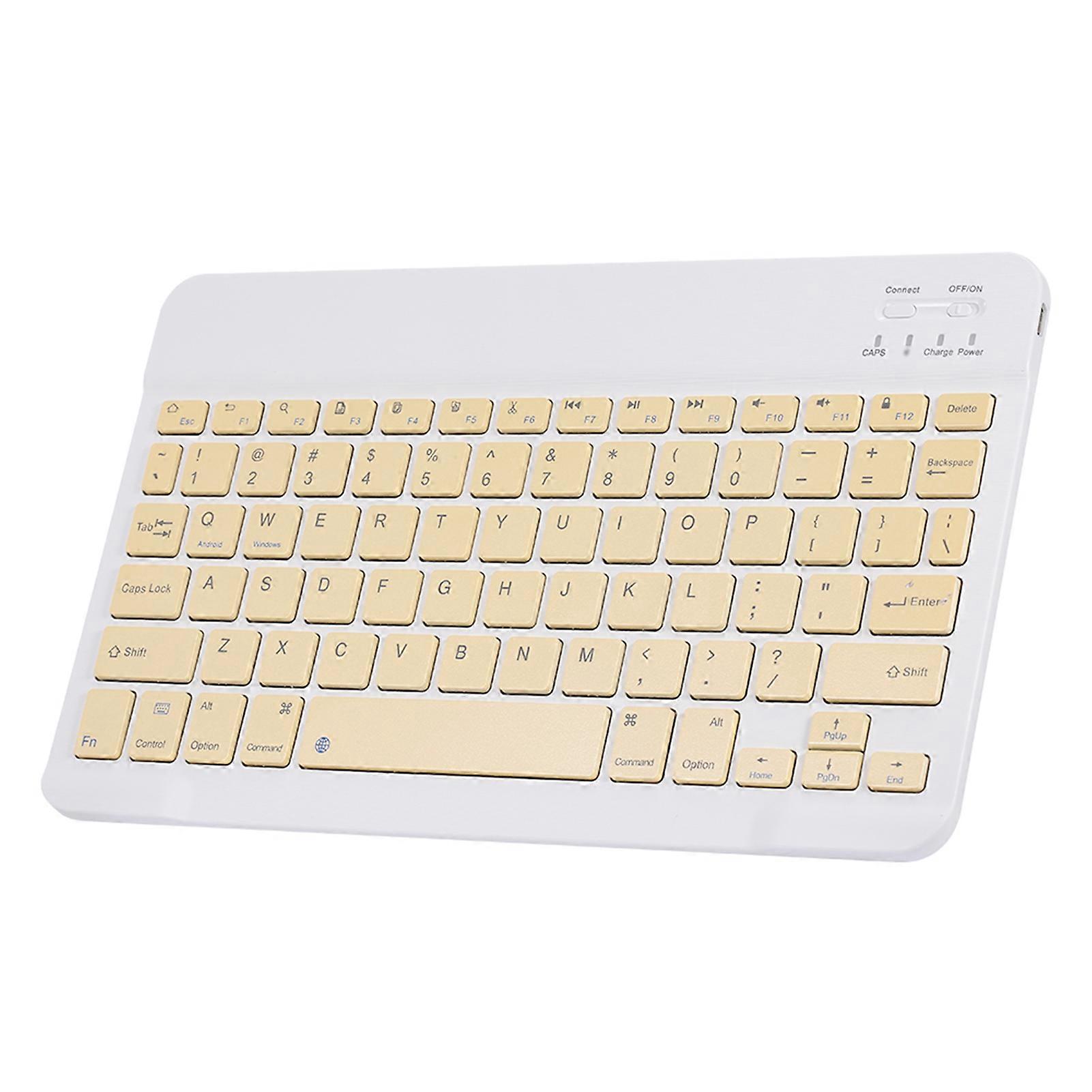 10-Inch Yellow Wireless Rechargeable BT Keyboard for Mobile Tablet