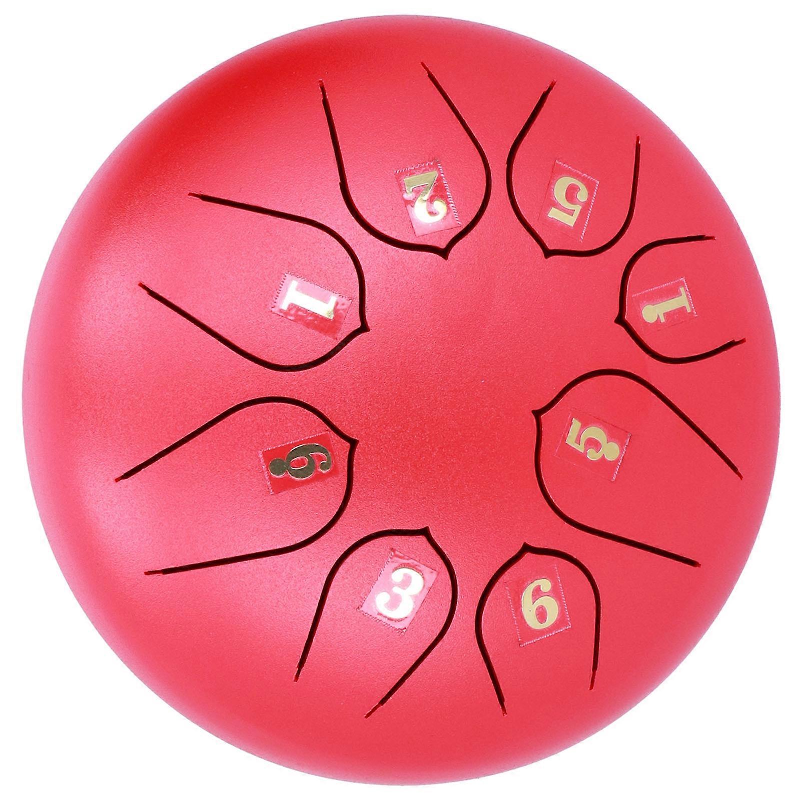 6in 8 Tones Tongue Drum Kit with Bag & Mallets, Red, 896g