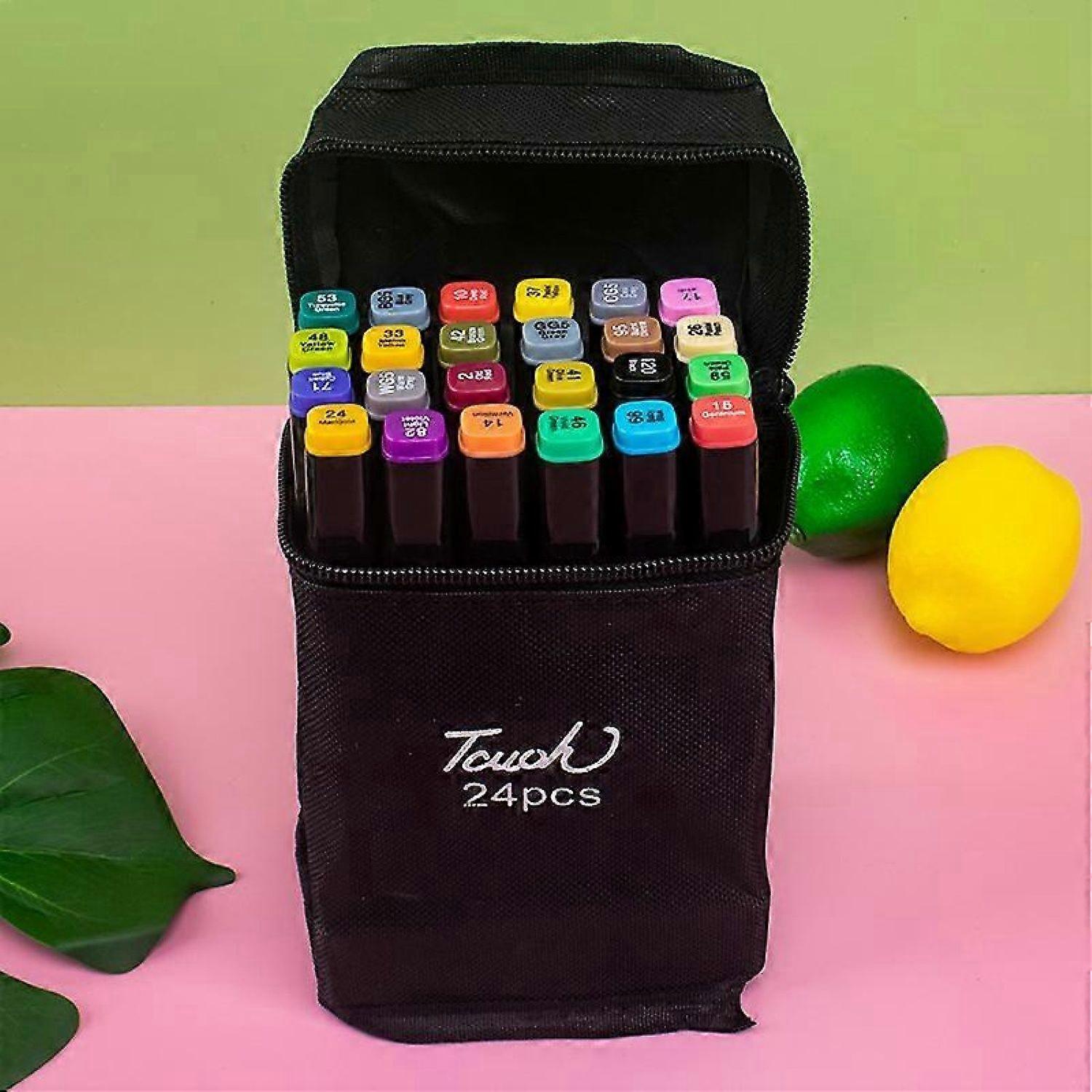 24-Pack - Marker pens with Case - Double-sided - Pens multi-colour -HK908