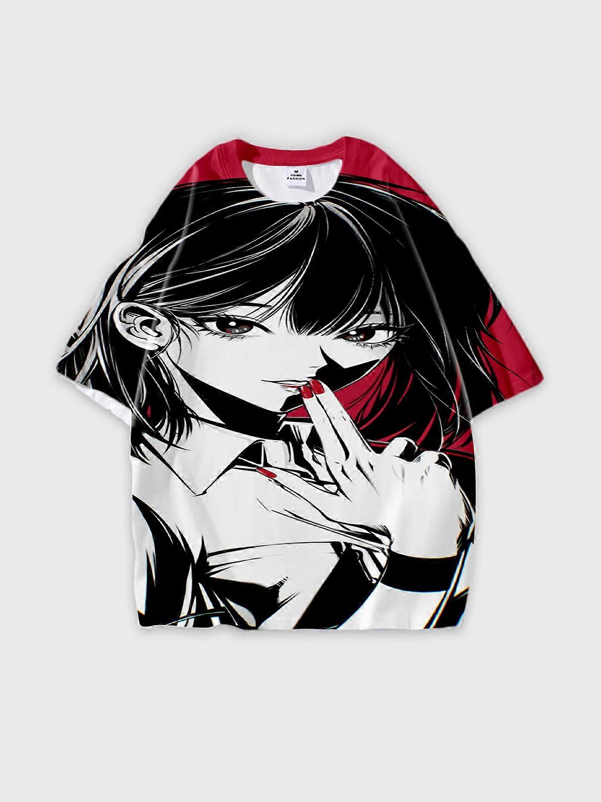 T-Shirt Round Neck, Loose Short Sleeve Link Click Graphic Tee, Unisex Summer Casual Top W2949