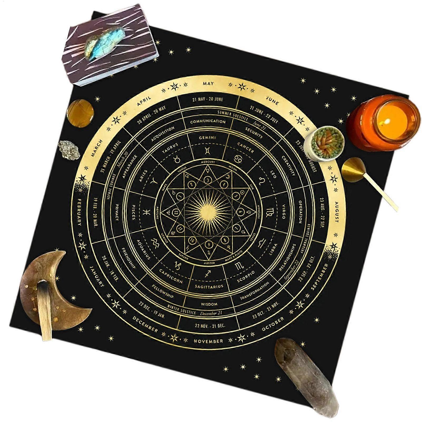 Tarot Card Cloth Square Witch Tarot Cloth Velvet Altar Tablecloth For Tarot Reading Black Medium