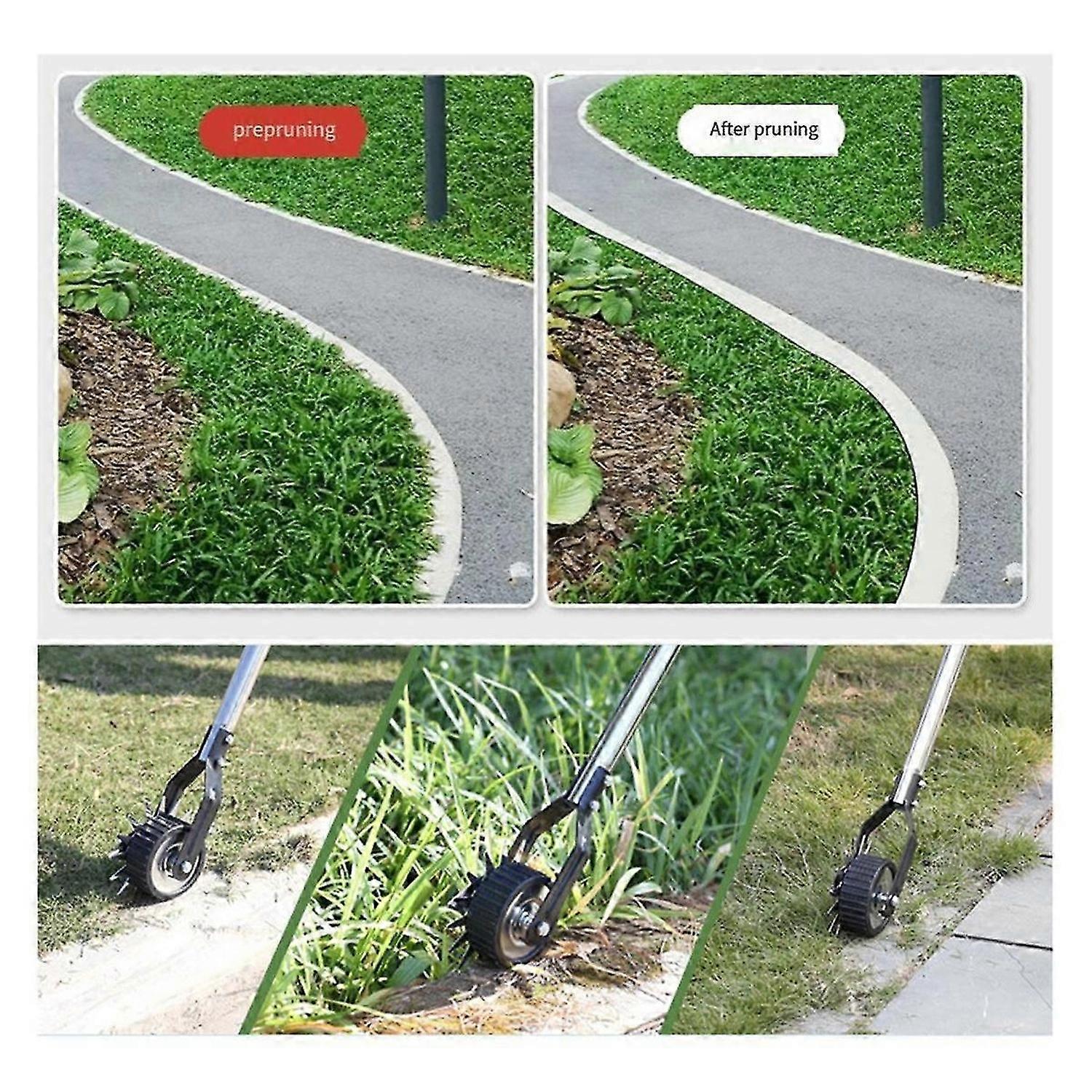 Wheel Rotary Edger, Manual Edger Lawn Tool,Adjustable Length with Sturdy 4-Section Stainless Steel Lawn Edger Tool