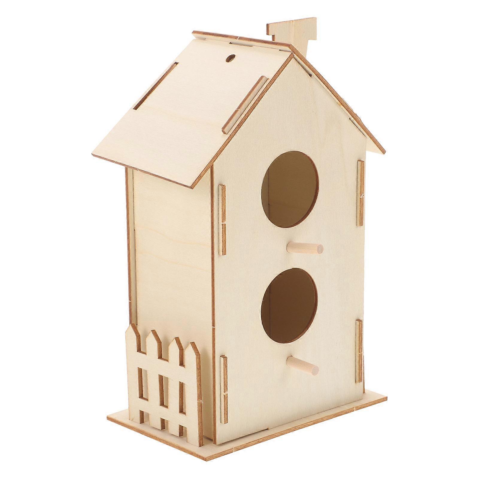 Wooden Bird House DIY Bird House Kit for Children Painting 3Pcs Set