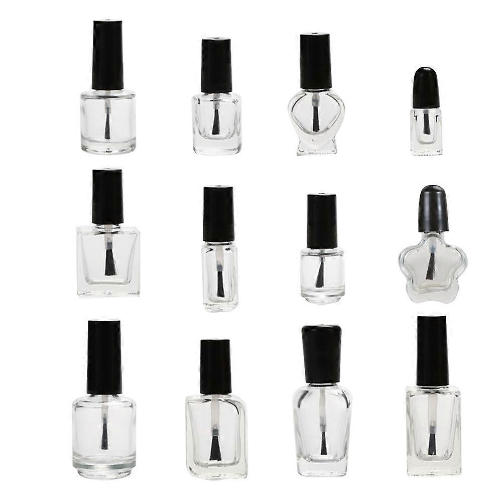 Glass Nail Bottle Simple Bottle for Liquid Storage 12Pcs Empty Refillable Pack